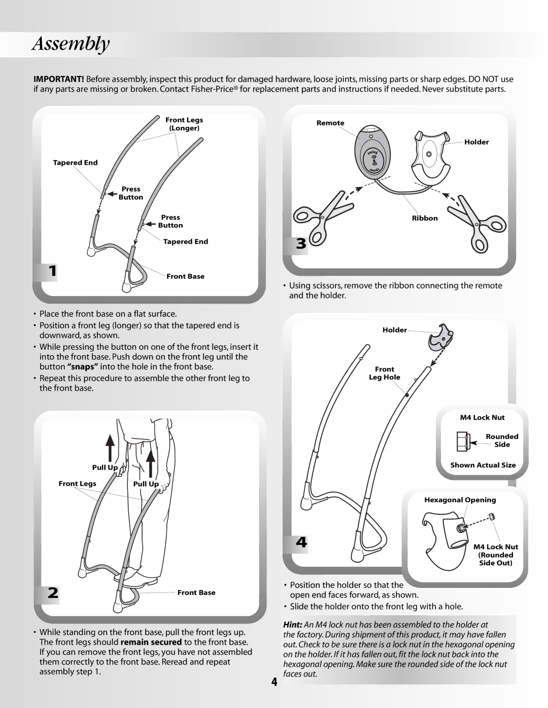 Fisher-Price B1637 manual Assembly 