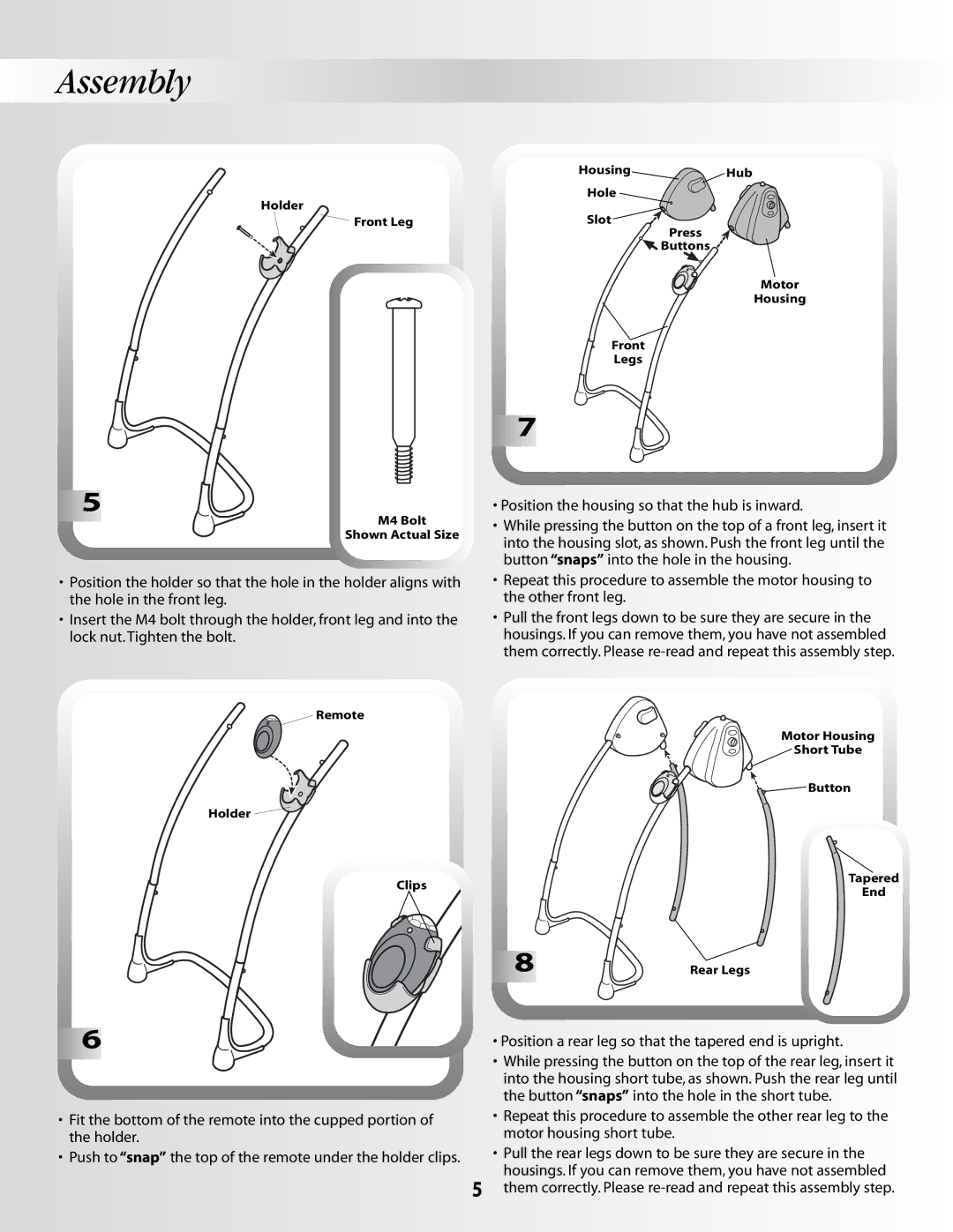 Fisher-Price B1637 manual Them correctly. Please re-read and repeat this assembly step 