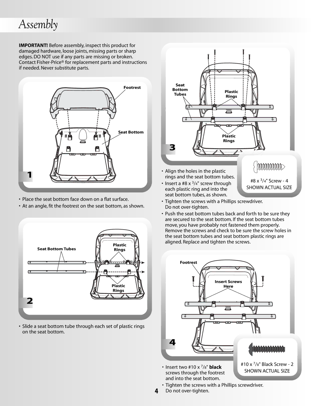 Fisher-Price B2105, B0326 instruction sheet Assembly 