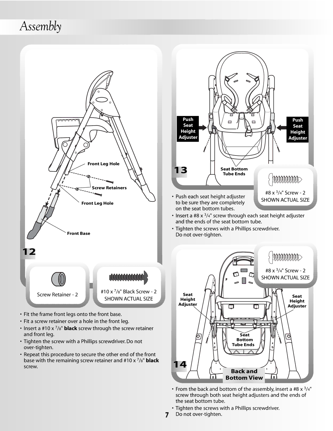 Fisher-Price B0326, B2105 instruction sheet Back, Bottom View 