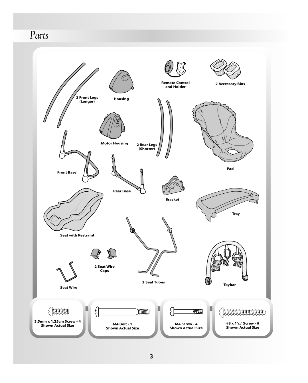 Fisher-Price B0323, B3002 instruction sheet Parts 