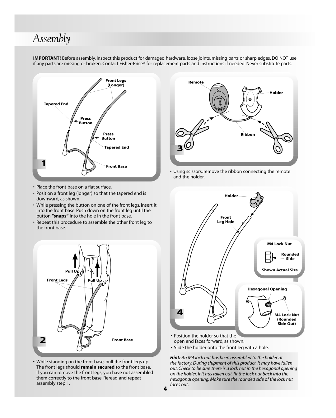 Fisher-Price B3002, B0323 instruction sheet Assembly 