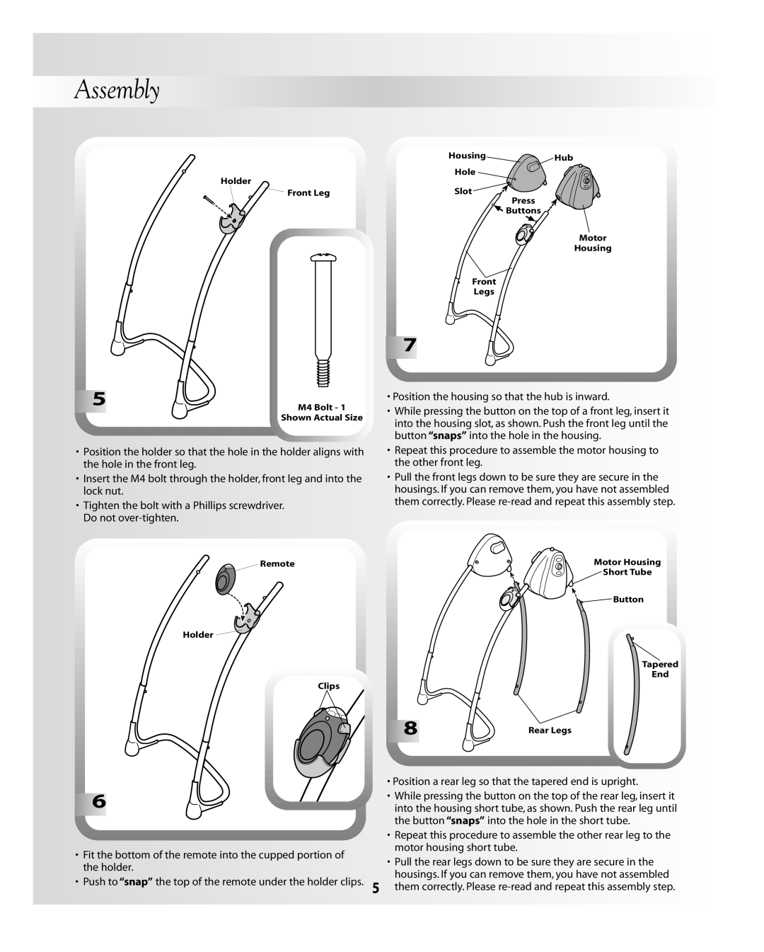 Fisher-Price B0323, B3002 instruction sheet Push to snap the top of the remote under the holder clips 