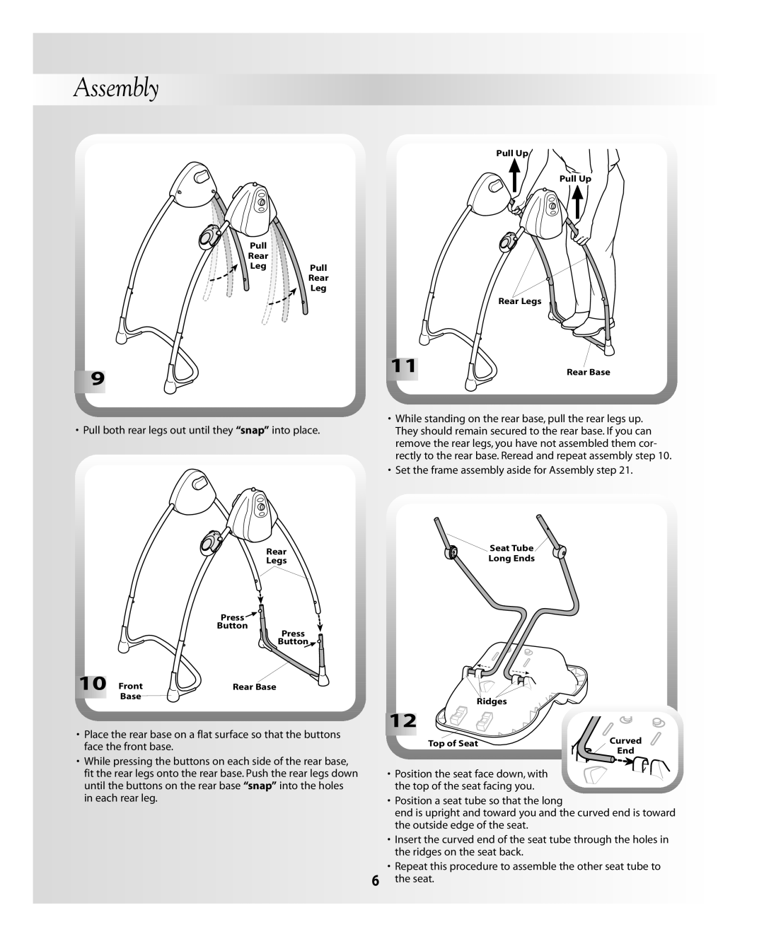 Fisher-Price B3002, B0323 instruction sheet Set the frame assembly aside for Assembly step 