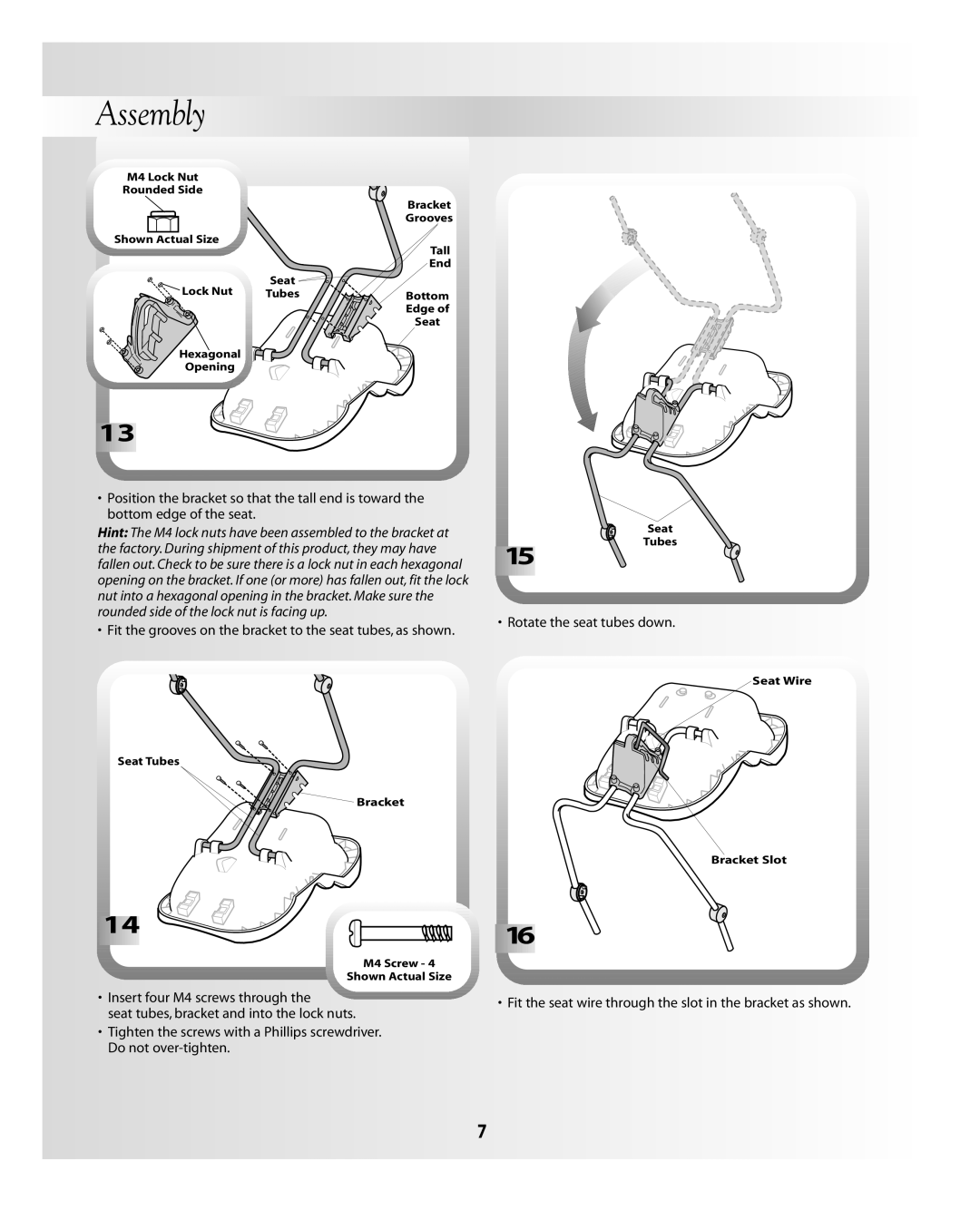 Fisher-Price B0323, B3002 instruction sheet Fit the grooves on the bracket to the seat tubes, as shown 