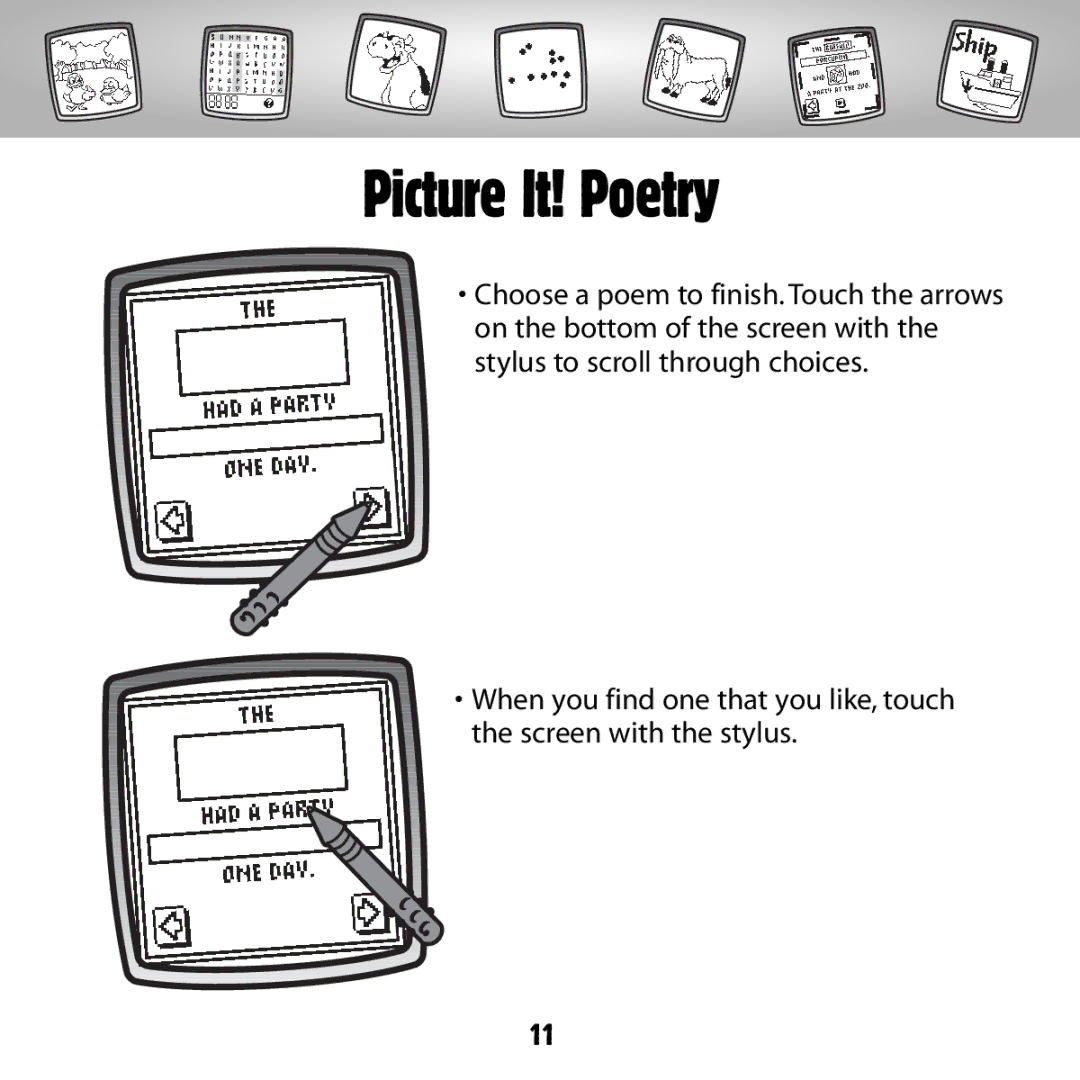 Fisher-Price B8287 owner manual Picture It! Poetry 