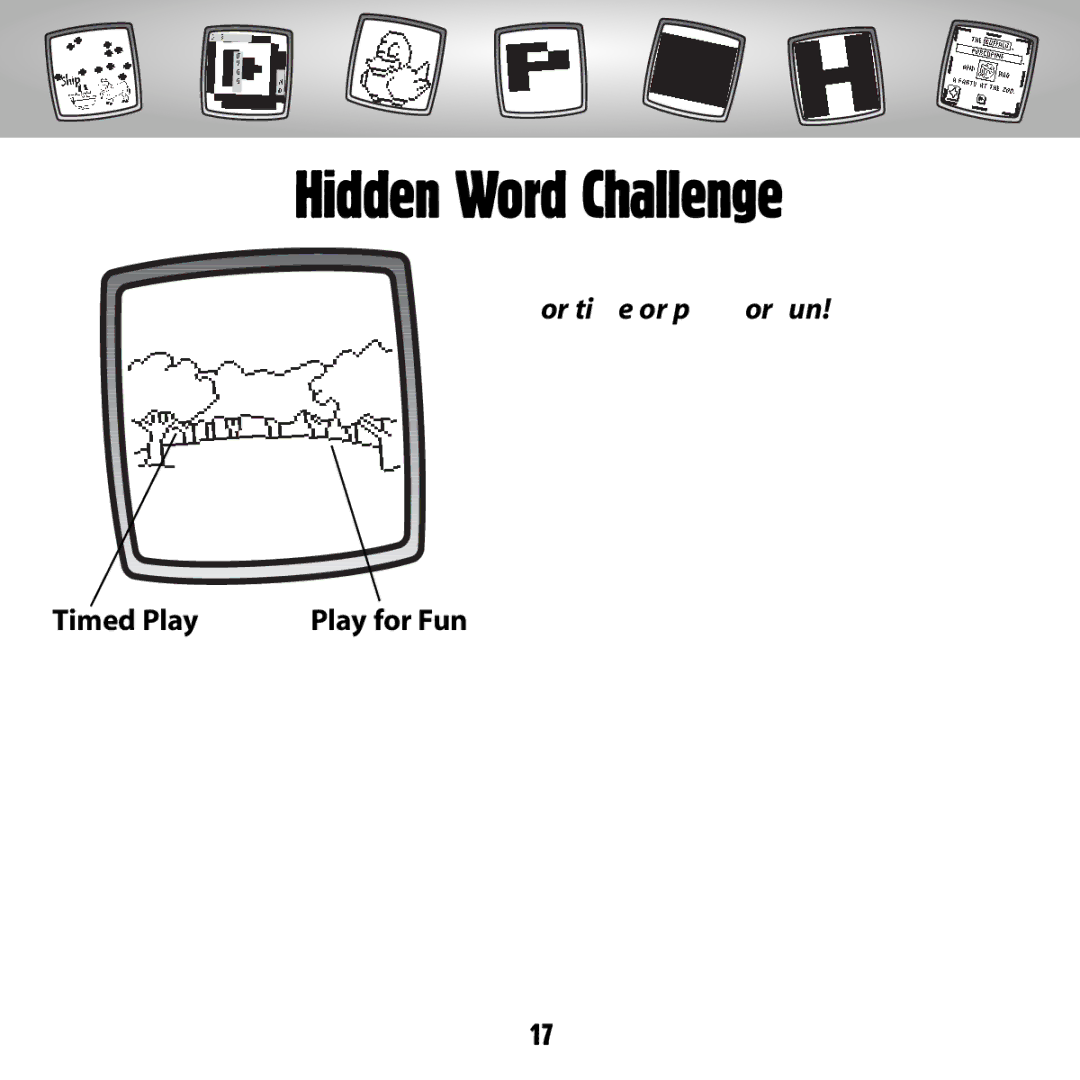 Fisher-Price B8287 owner manual Hidden Word Challenge 