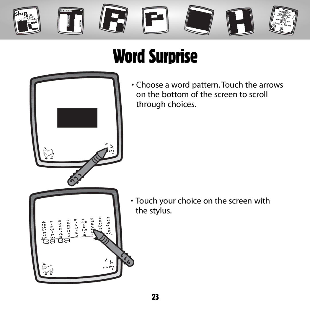 Fisher-Price B8287 owner manual Word Surprise 