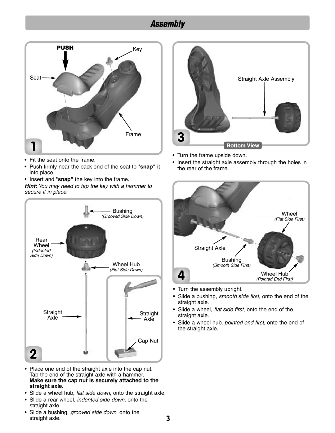 Fisher-Price B8776 instruction sheet Assembly, Bottom View 