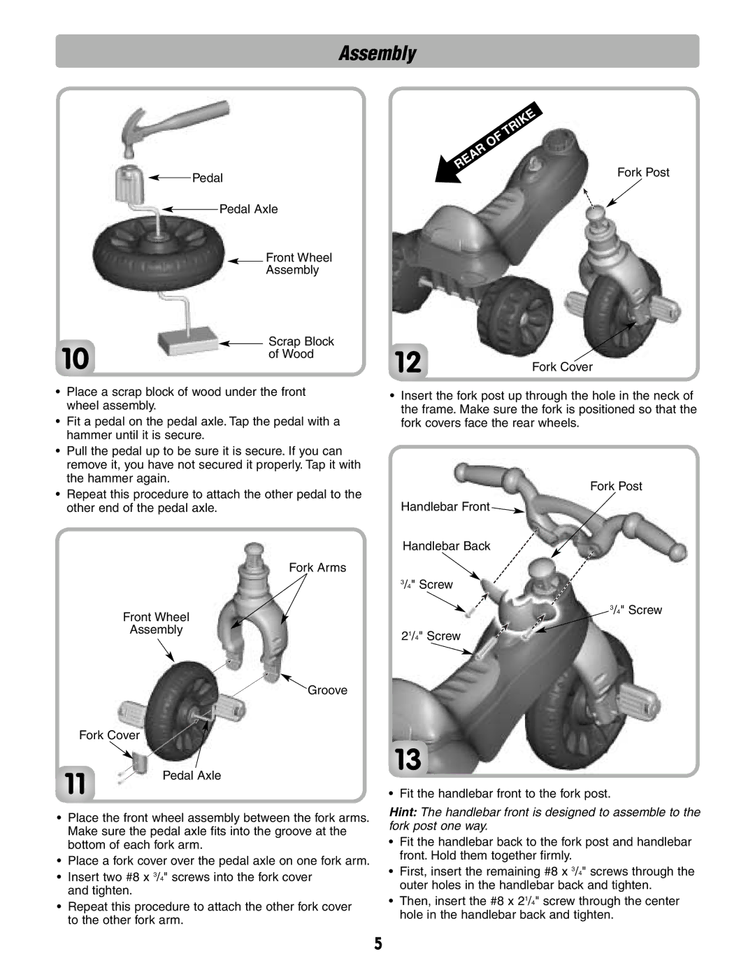 Fisher-Price B8776 instruction sheet Assembly 