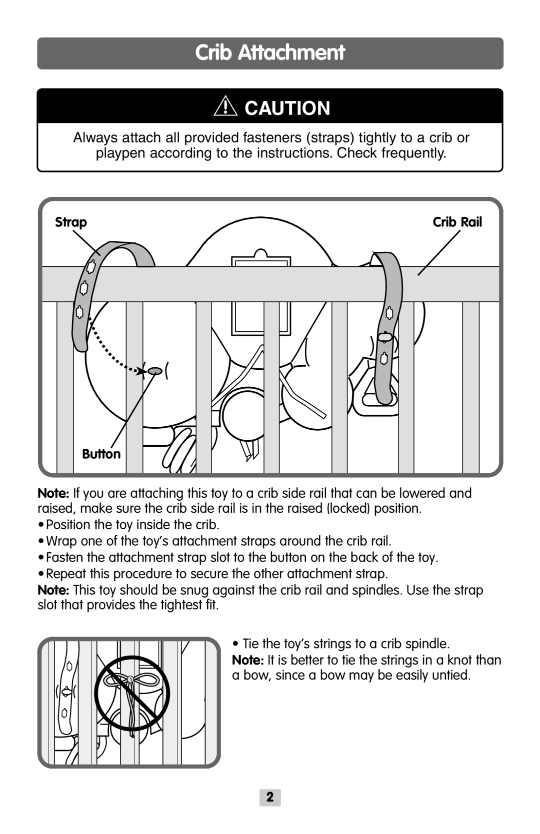 Fisher-Price B8793 instruction sheet Crib Attachment, Strap, Button 