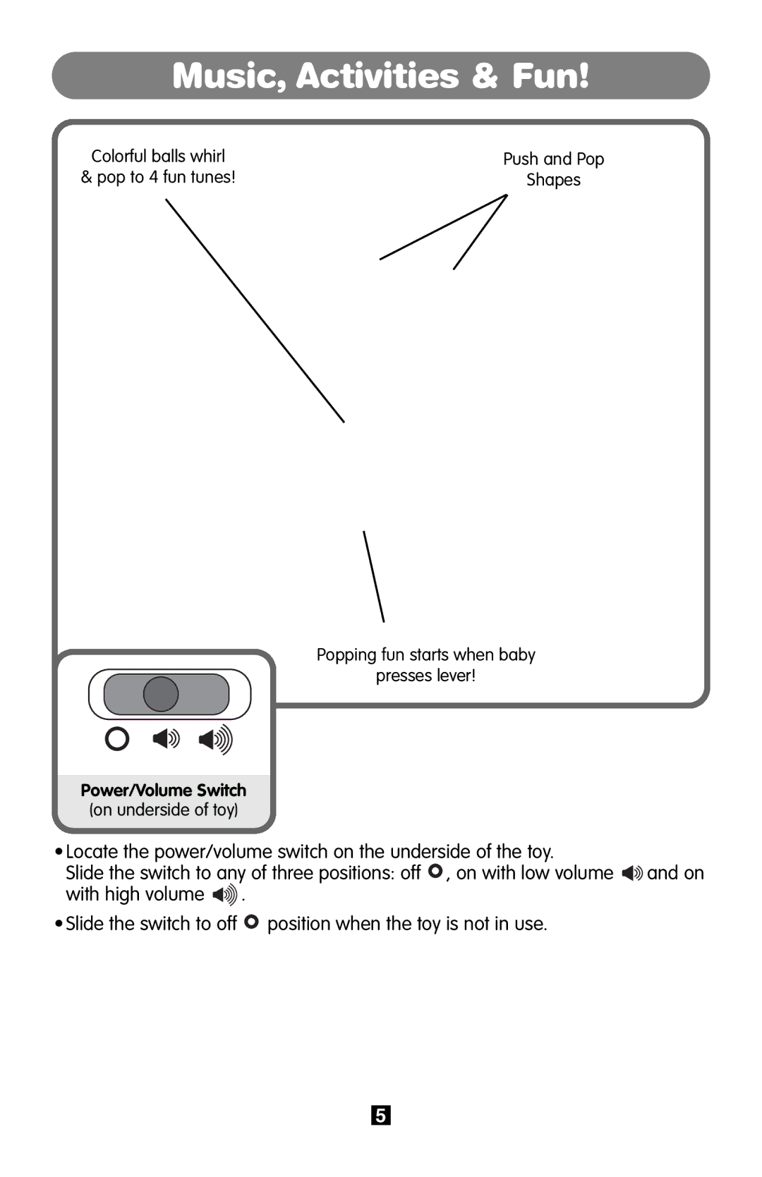 Fisher-Price B9001 instruction sheet Music, Activities & Fun 