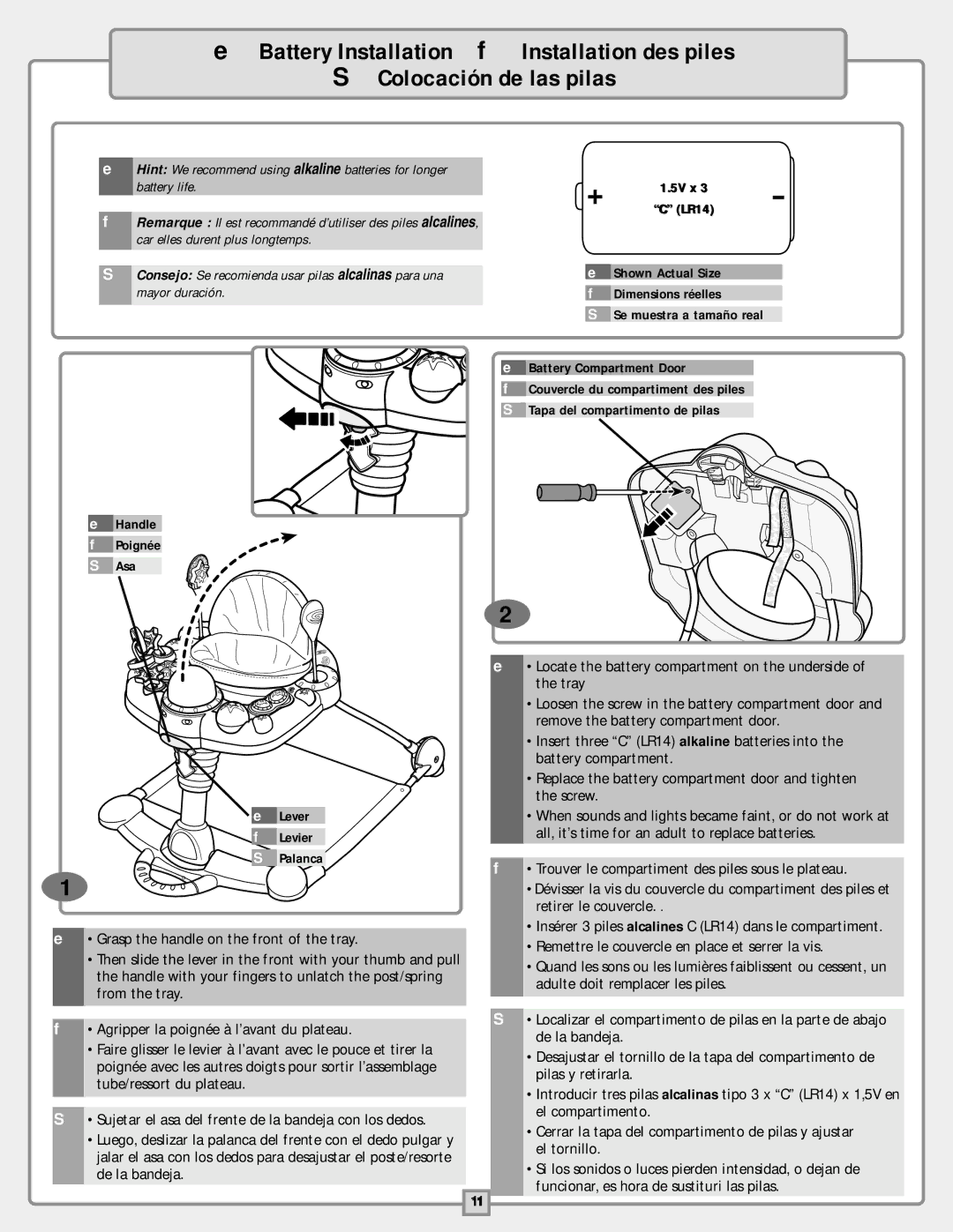 Fisher-Price B9759 instruction sheet 5V x LR14 