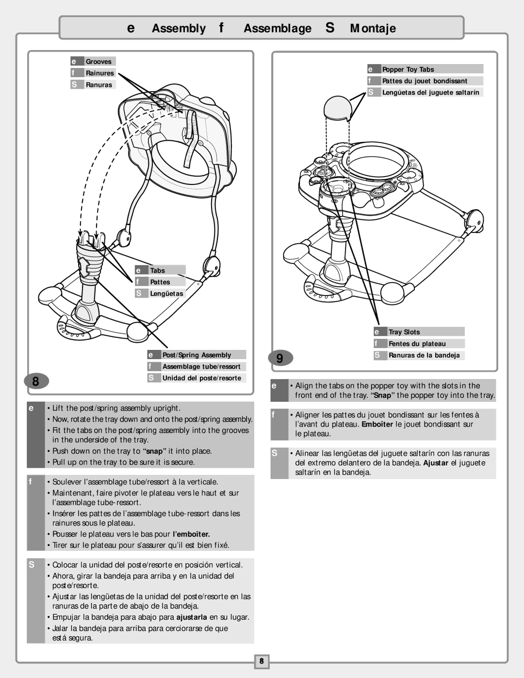 Fisher-Price B9759 instruction sheet Lift the post/spring assembly upright 