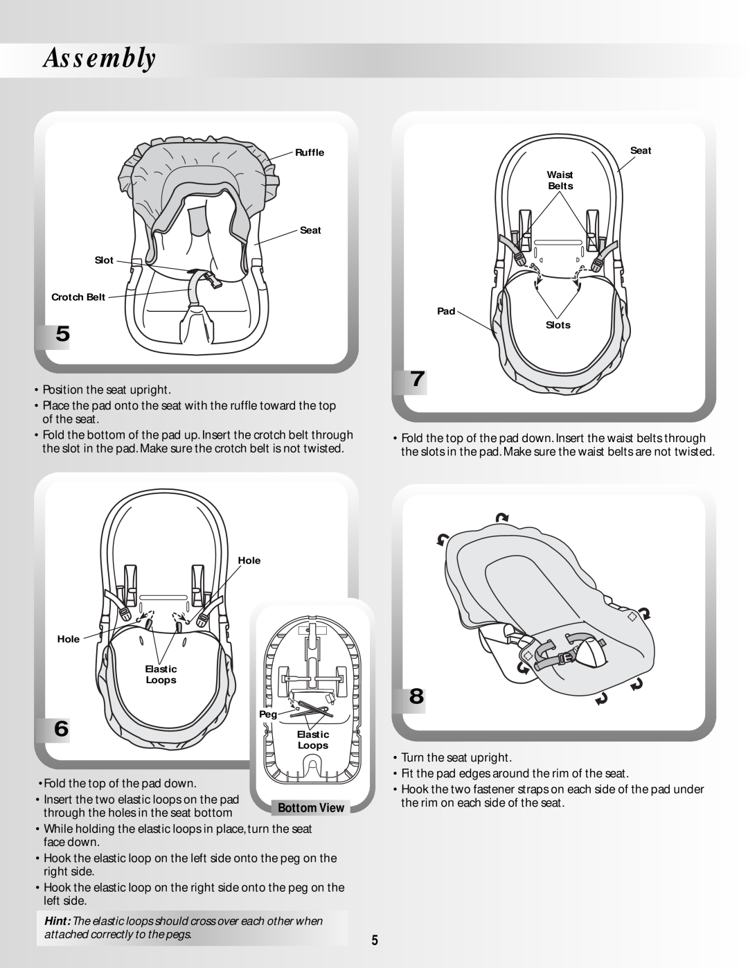 Fisher-Price BO639 instruction sheet Assembly, attached correctly to the pegs 
