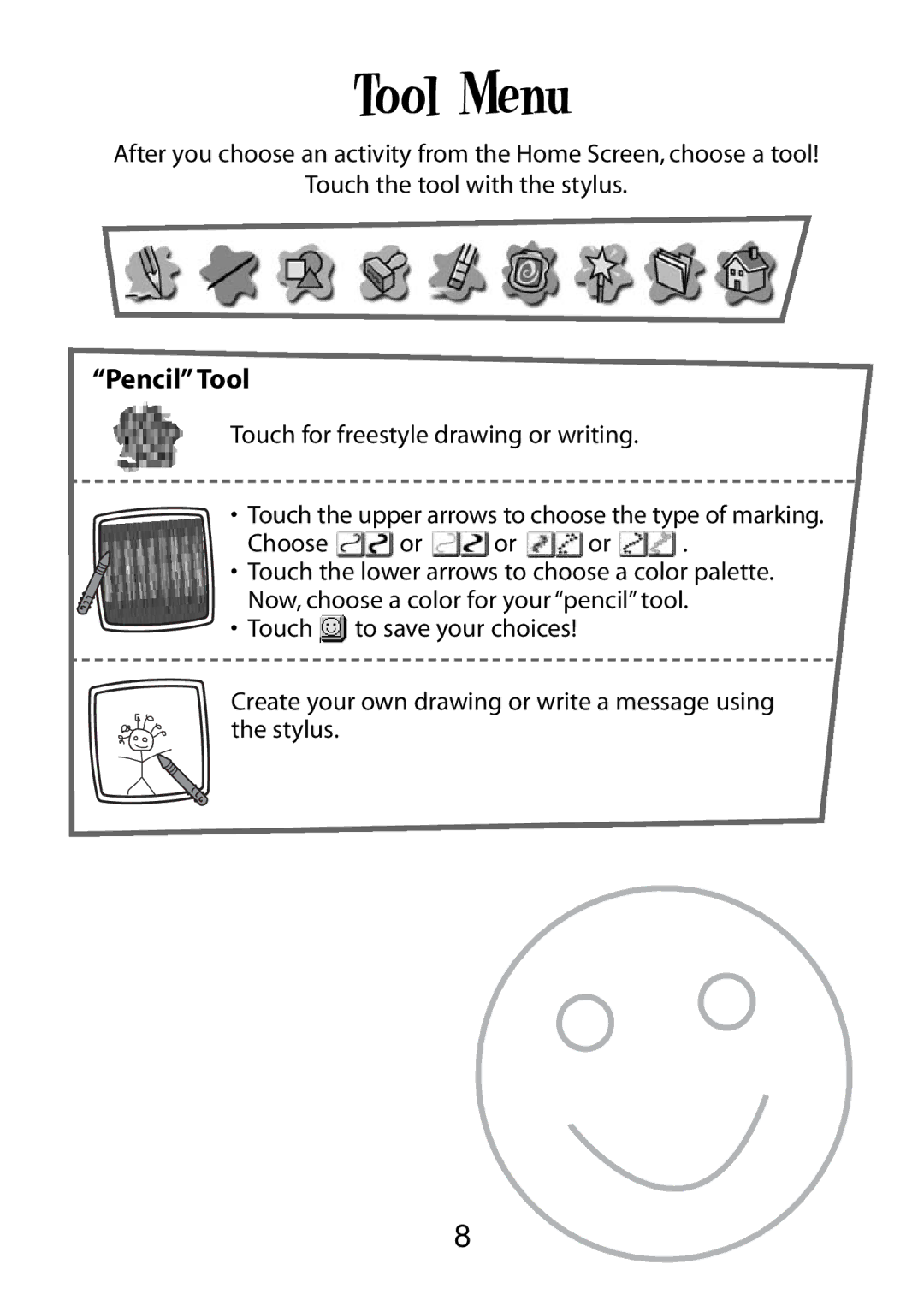 Fisher-Price B7711, C0507, B7712 owner manual Tool Menu, Pencil Tool 