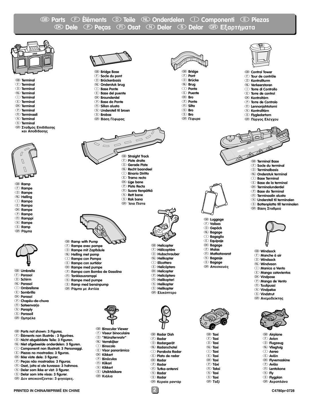 Fisher-Price C4780 instruction sheet Parts not shown 3 Figures 