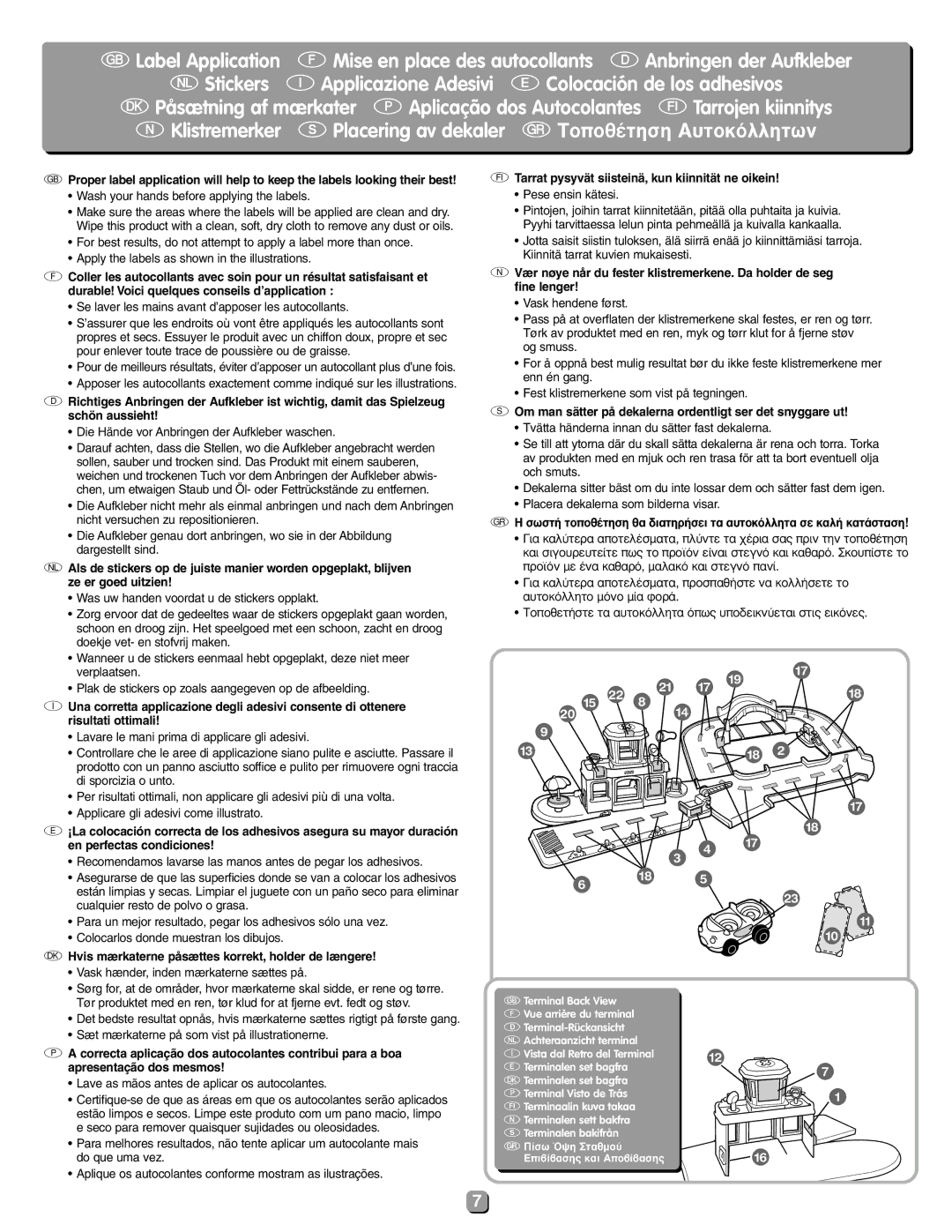 Fisher-Price C4780 instruction sheet Una corretta applicazione degli adesivi consente di ottenere 