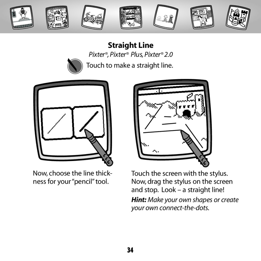 Fisher-Price C5347 owner manual Straight Line, Touch to make a straight line 