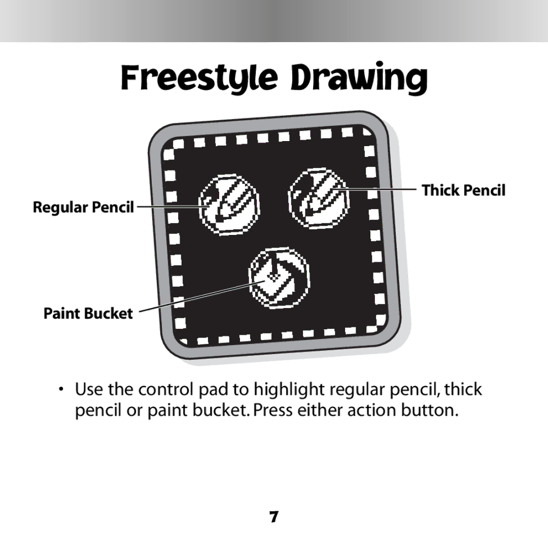 Fisher-Price C6506 owner manual Freestyle Drawing, Thick Pencil Regular Pencil Paint Bucket 