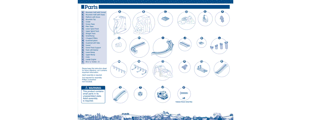 Fisher-Price C6994 instruction sheet Parts, Abcdef Ghijkl Mnopqr Stuv 