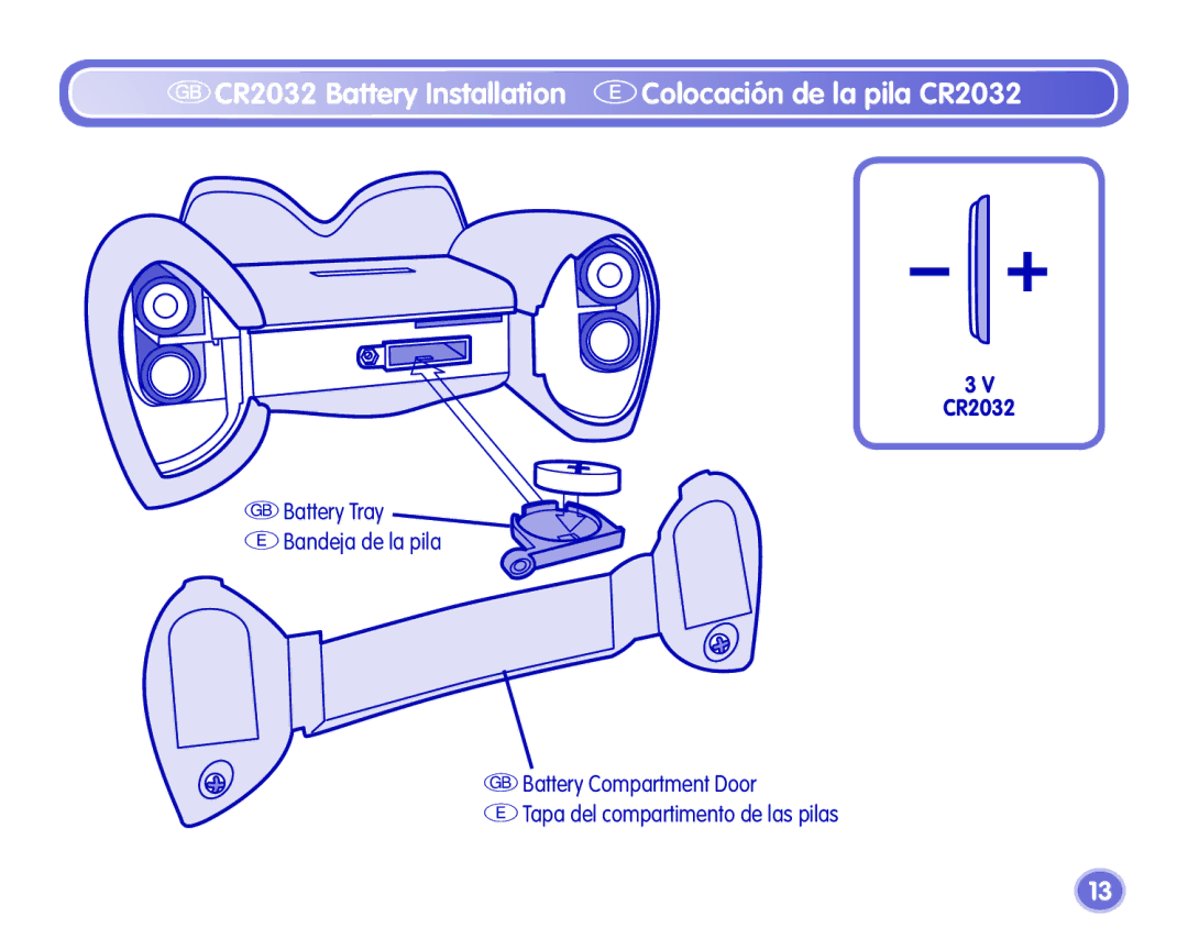 Fisher-Price Camera manual CR2032 Battery Installation EColocación de la pila CR2032 