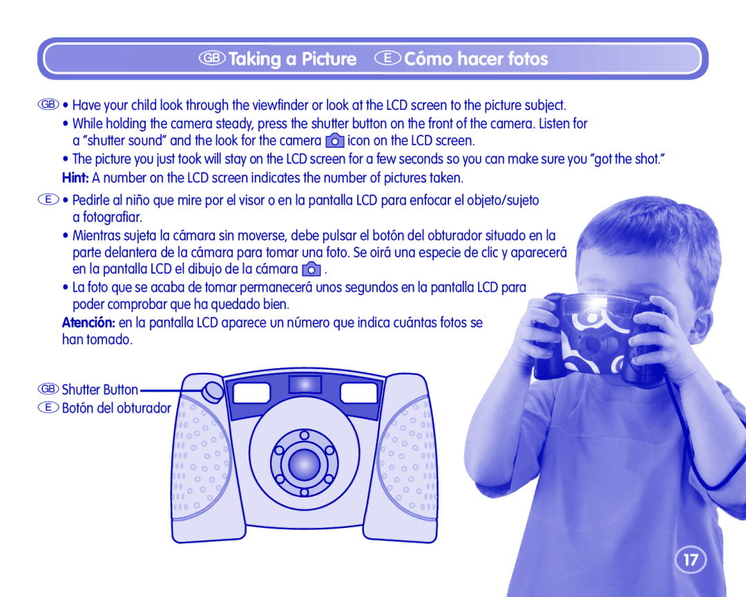 Fisher-Price Camera manual Taking a Picture ECómo hacer fotos 