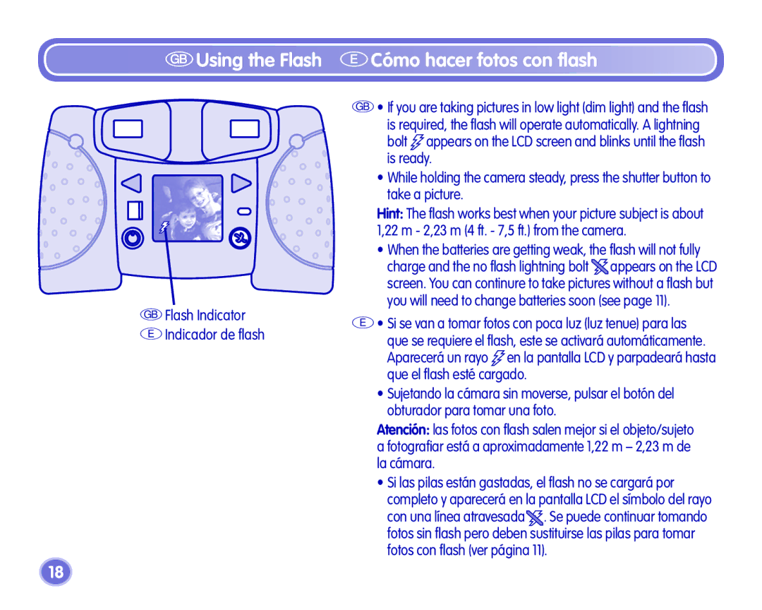 Fisher-Price Camera manual Using the Flash ECómo hacer fotos con flash 