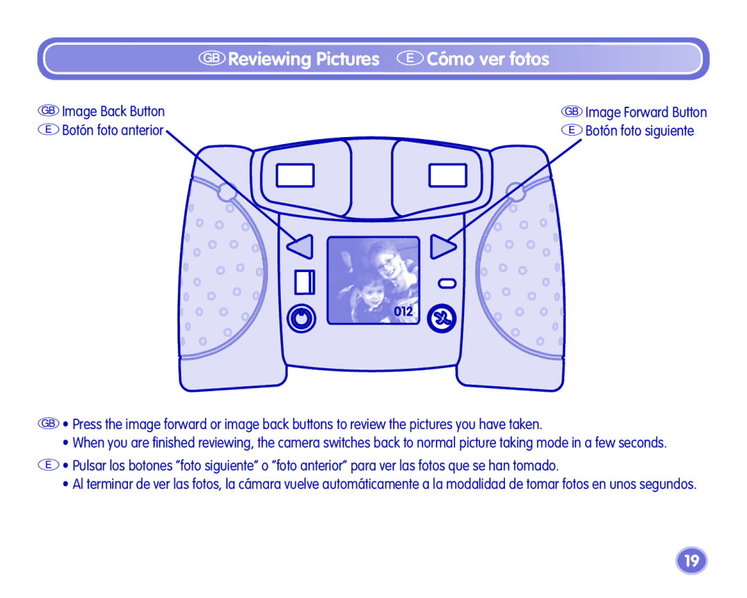 Fisher-Price Camera manual GReviewing Pictures ECómo ver fotos 