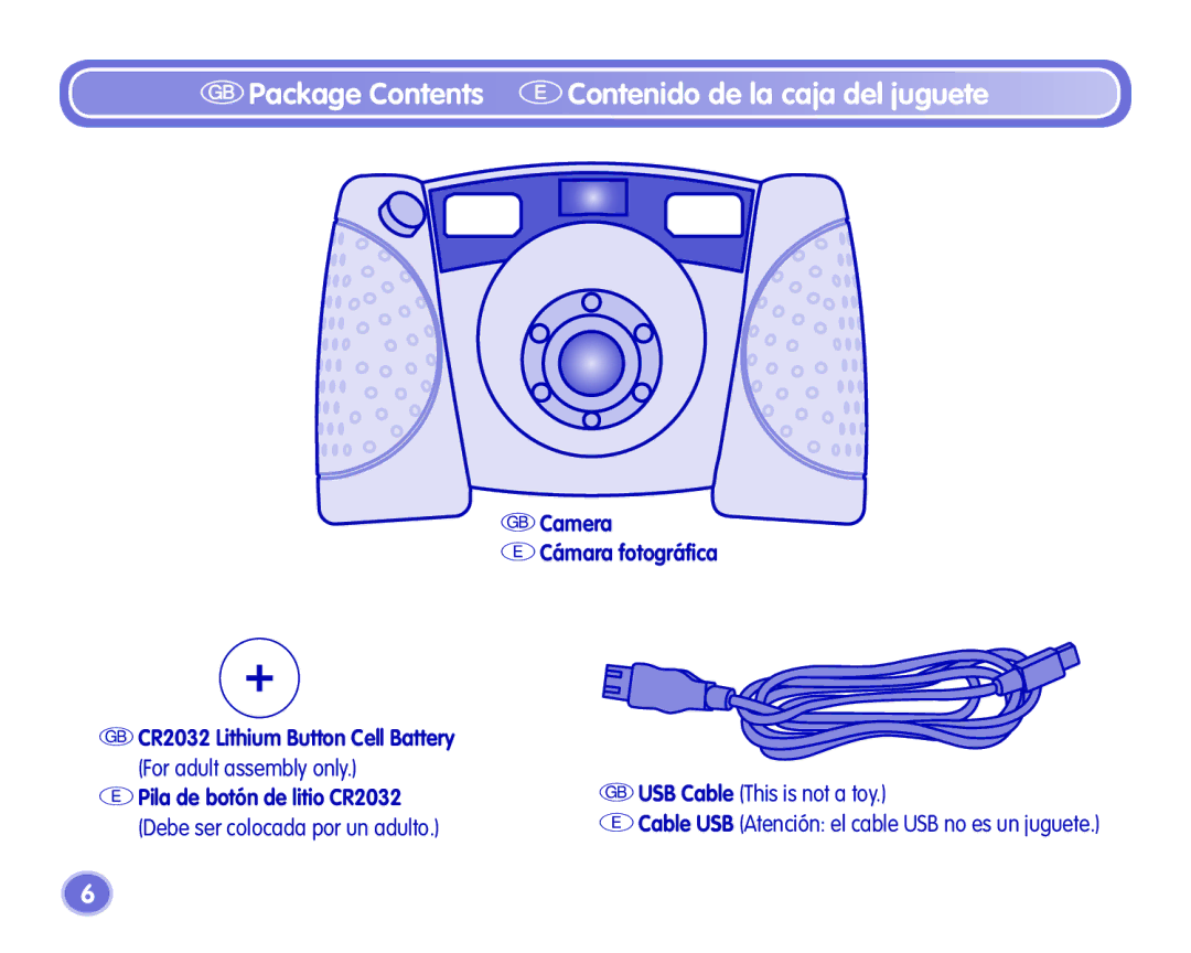 Fisher-Price Camera manual Package Contents EContenido de la caja del juguete 