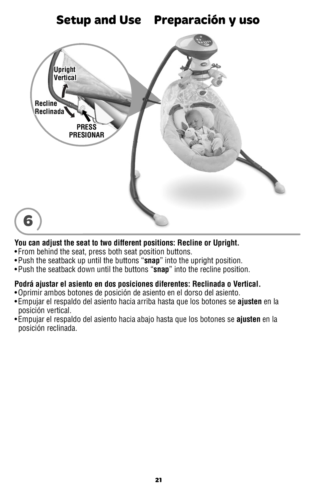 Fisher-Price CCF38 manual Press Presionar 