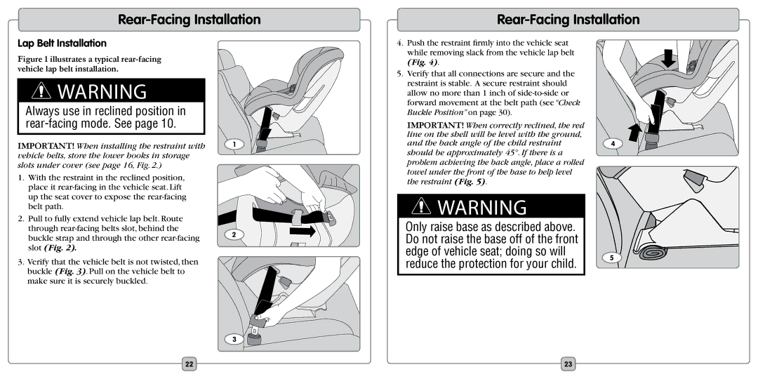 Fisher-Price EF20B manual Lap Belt Installation, IMPORTANT! When installing the restraint with 