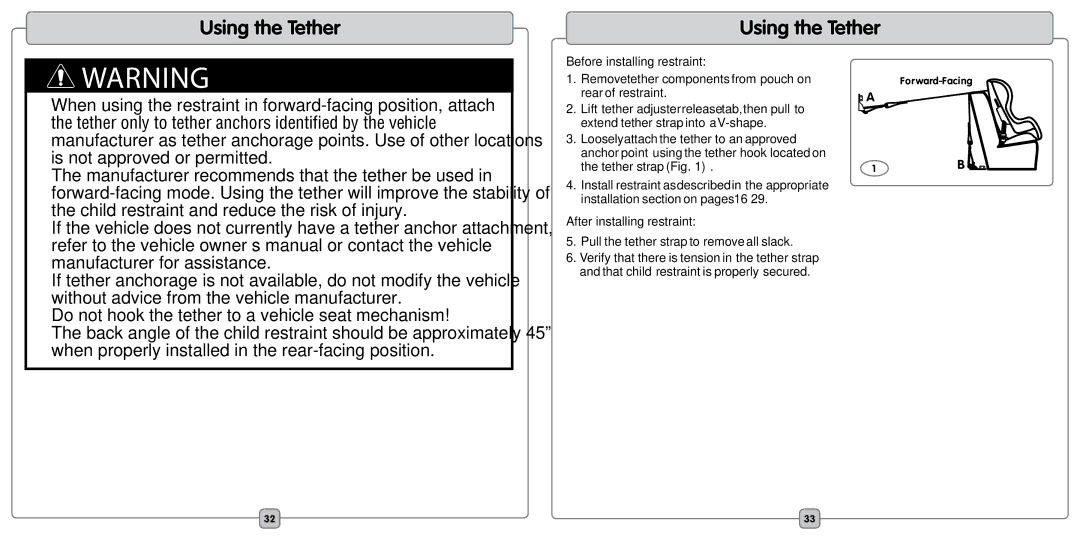 Fisher-Price EF20B manual Using the Tether, Before installing restraint 