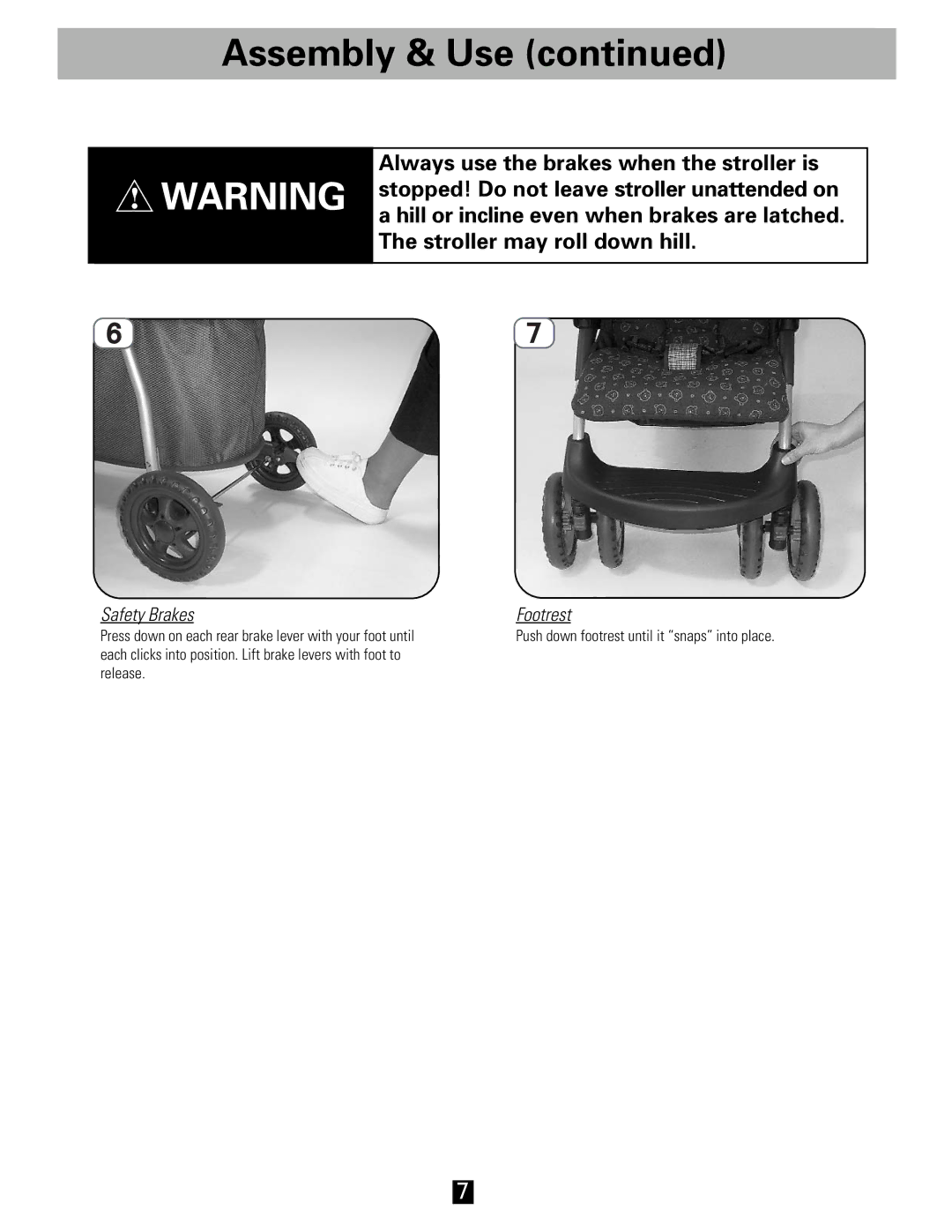 Fisher-Price FP3456 manual Safety Brakes 