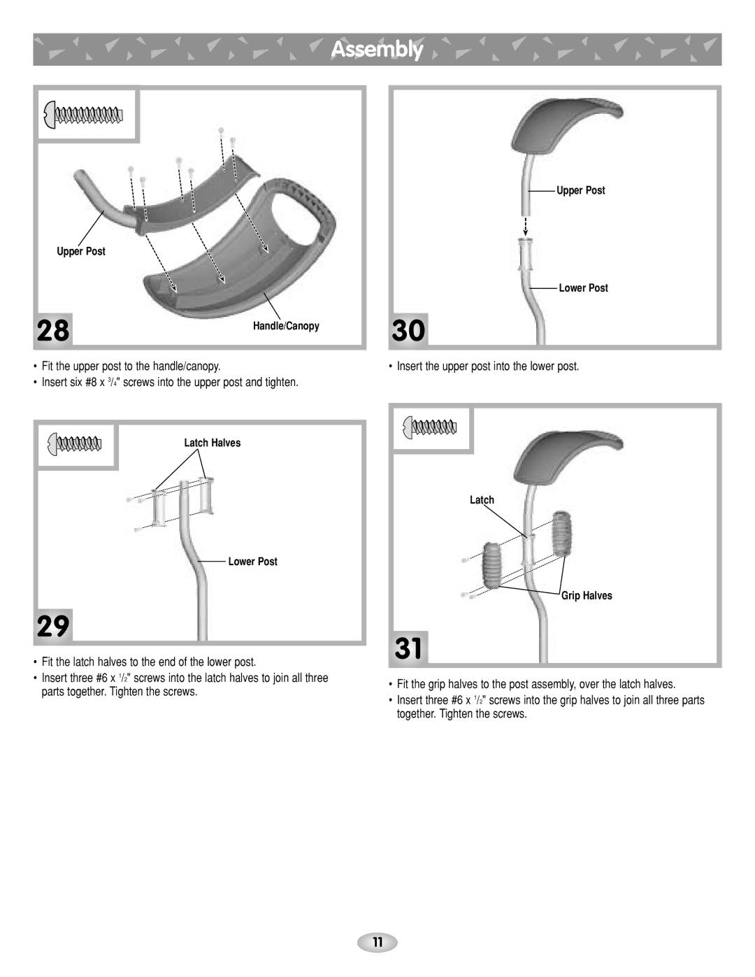 Fisher-Price G4815 instruction sheet Insert the upper post into the lower post 