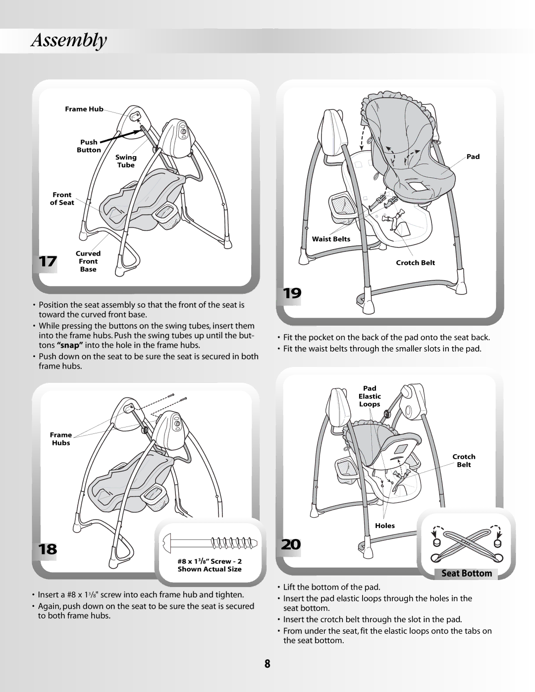 Fisher-Price B2108, G5175, B3469 manual Seat Bottom 