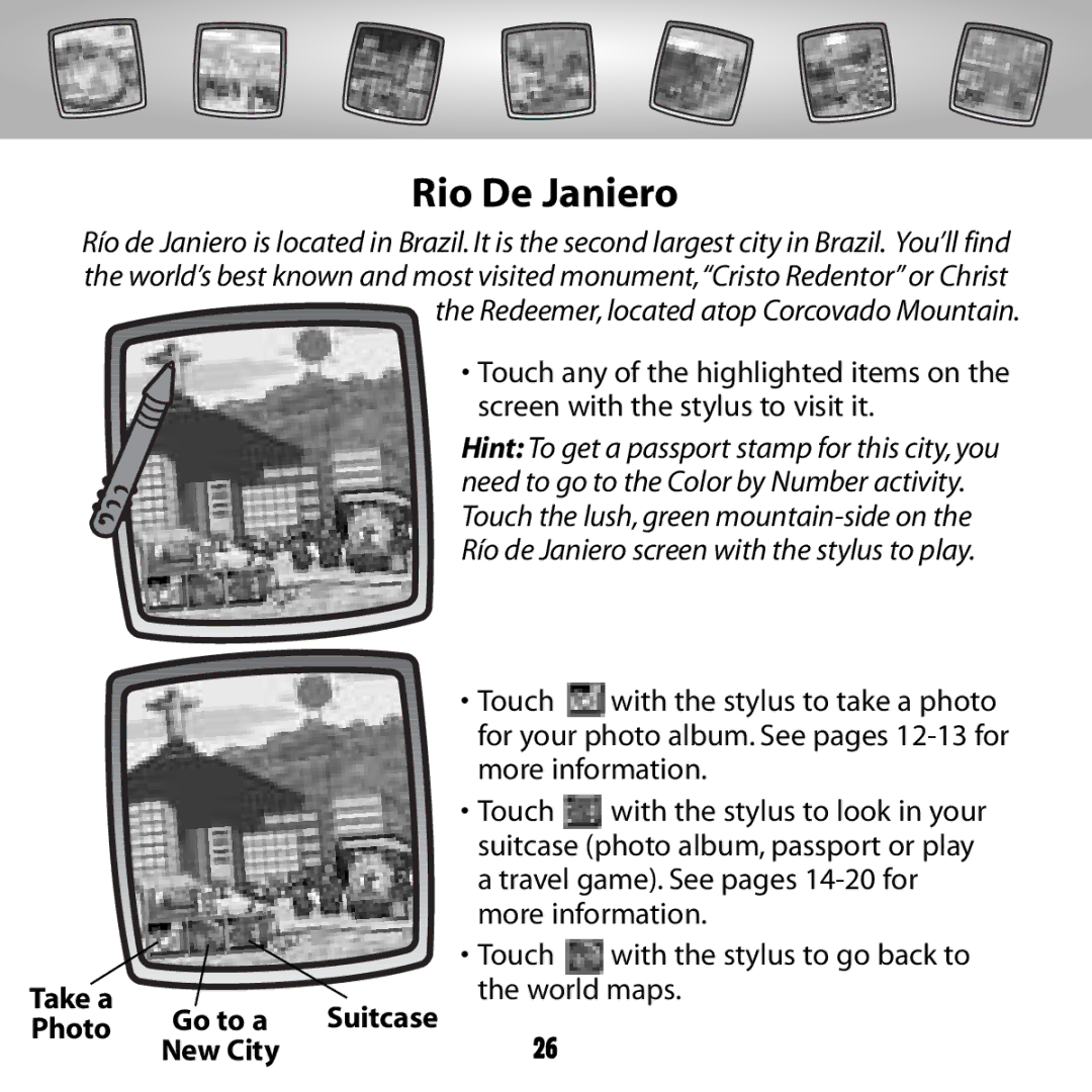 Fisher-Price G6512 owner manual Rio De Janiero, Take a Go to a Suitcase Photo 