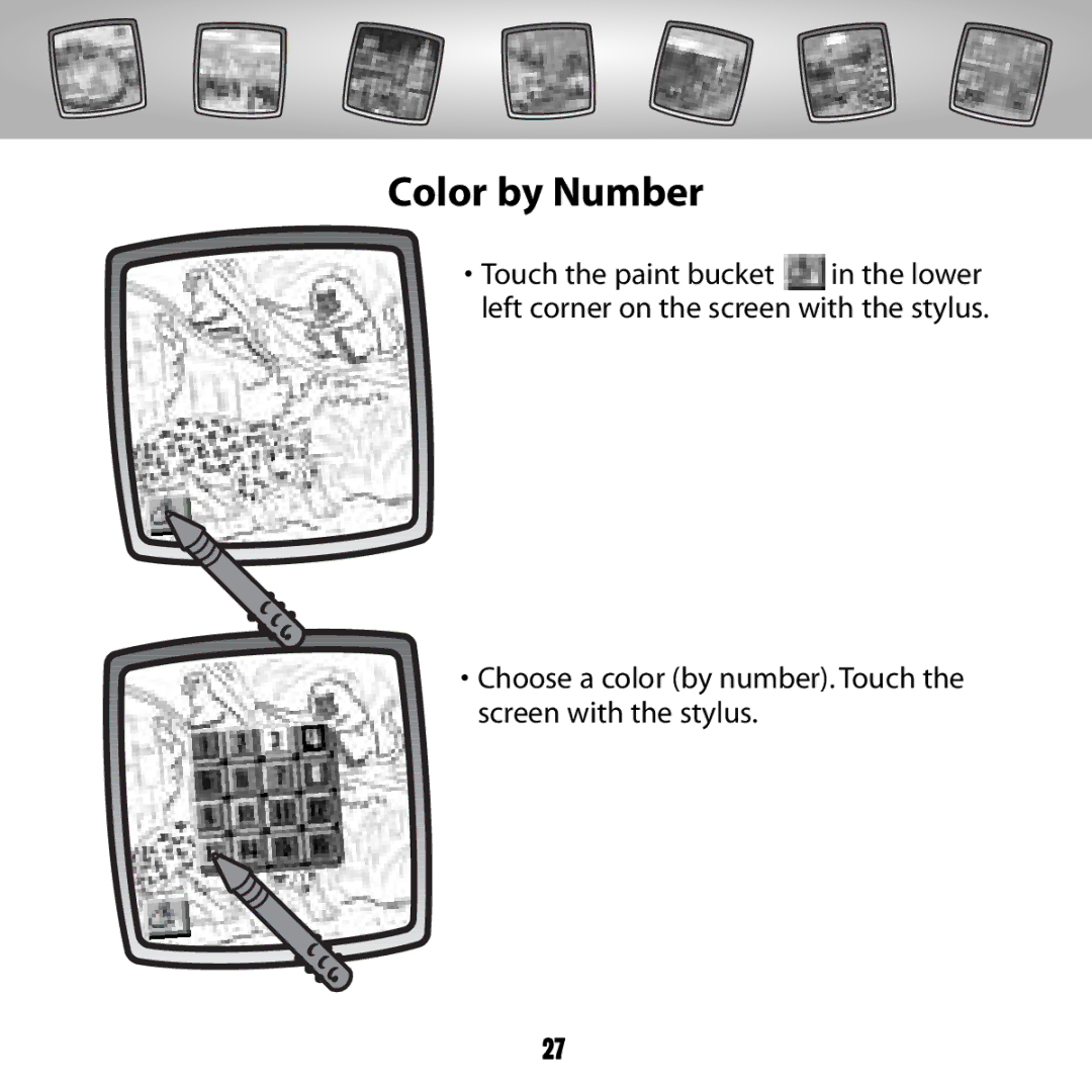 Fisher-Price G6512 owner manual Color by Number, Choose a color by number. Touch the screen with the stylus 