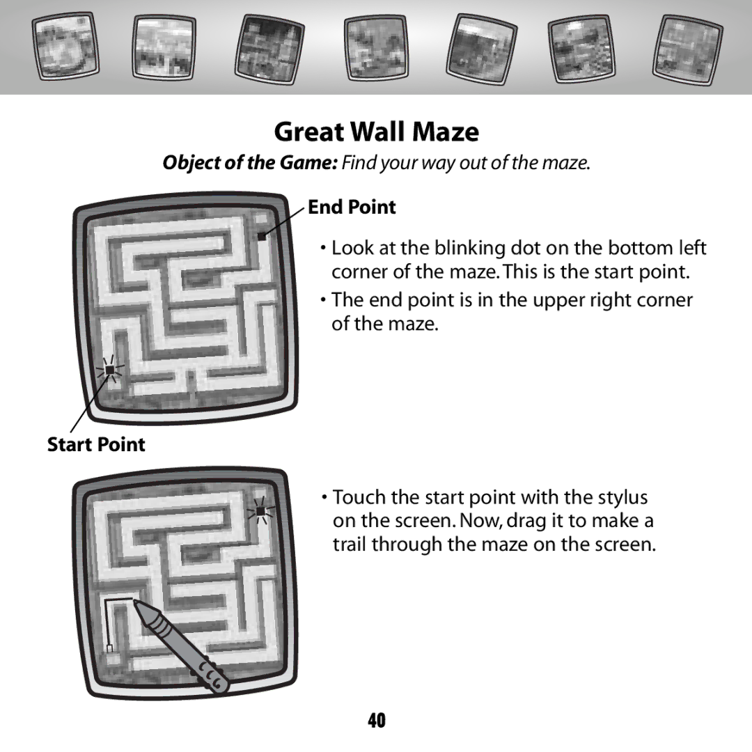 Fisher-Price G6512 owner manual Great Wall Maze, End Point, Start Point 