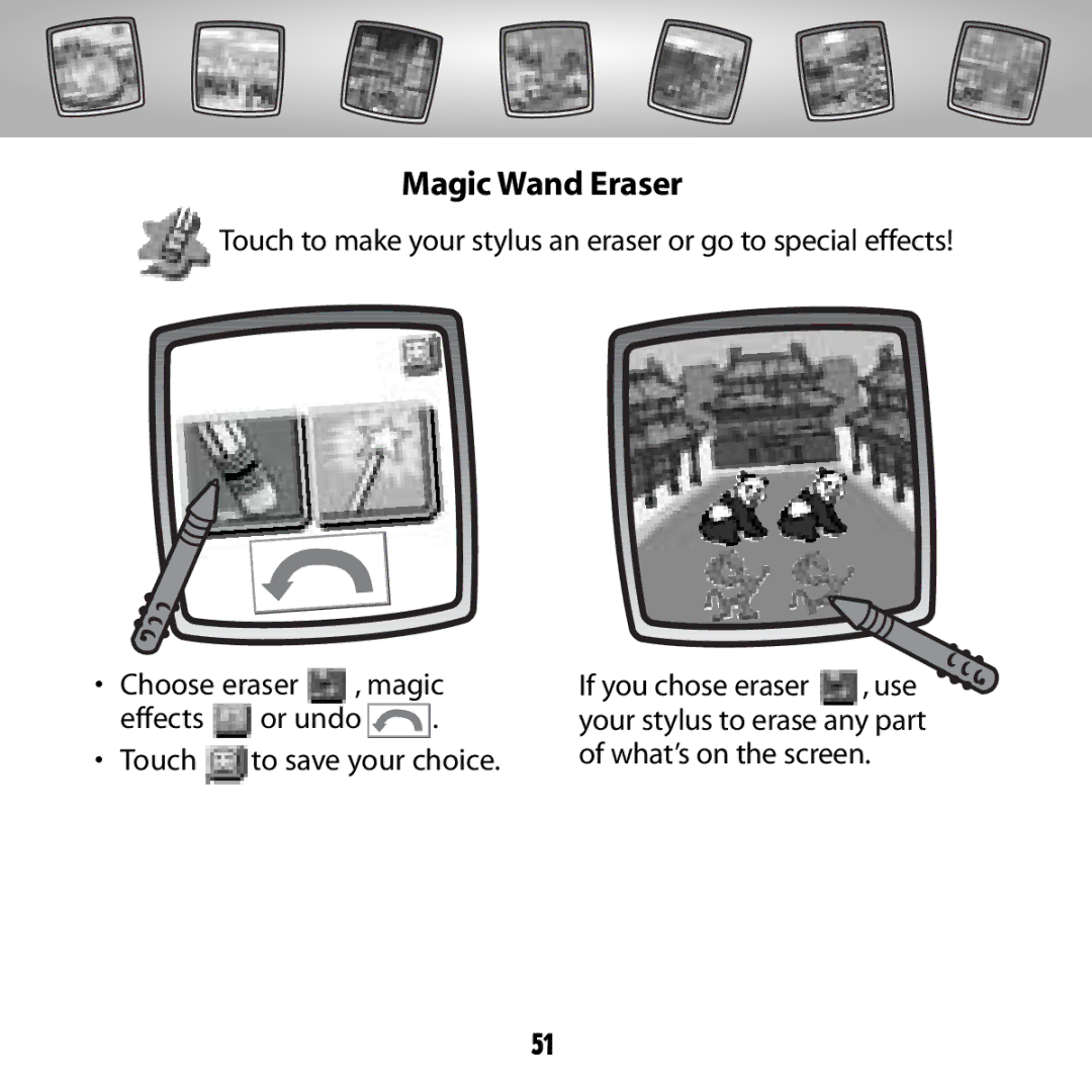 Fisher-Price G6512 owner manual Magic Wand Eraser, What’s on the screen 