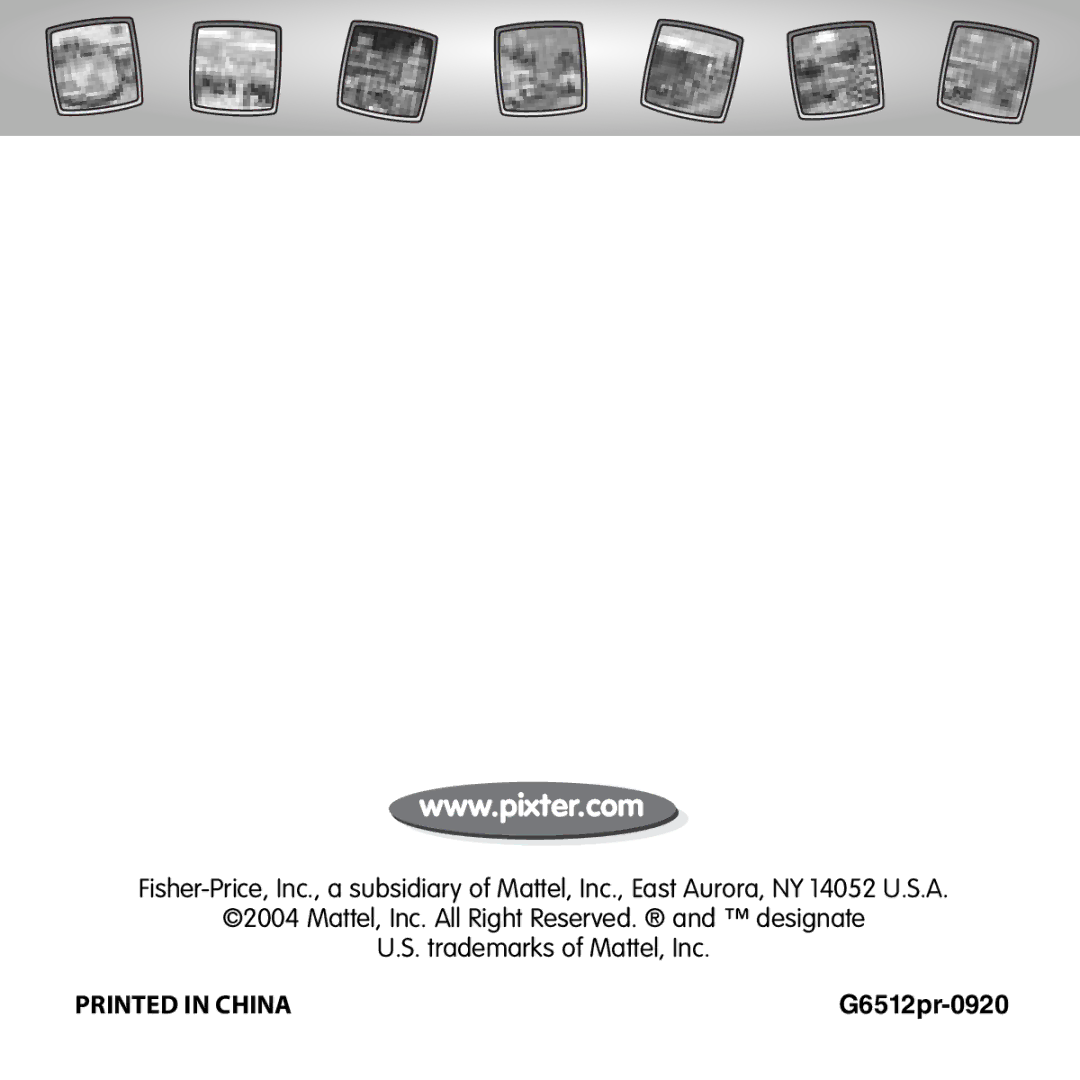 Fisher-Price owner manual G6512pr-0920 