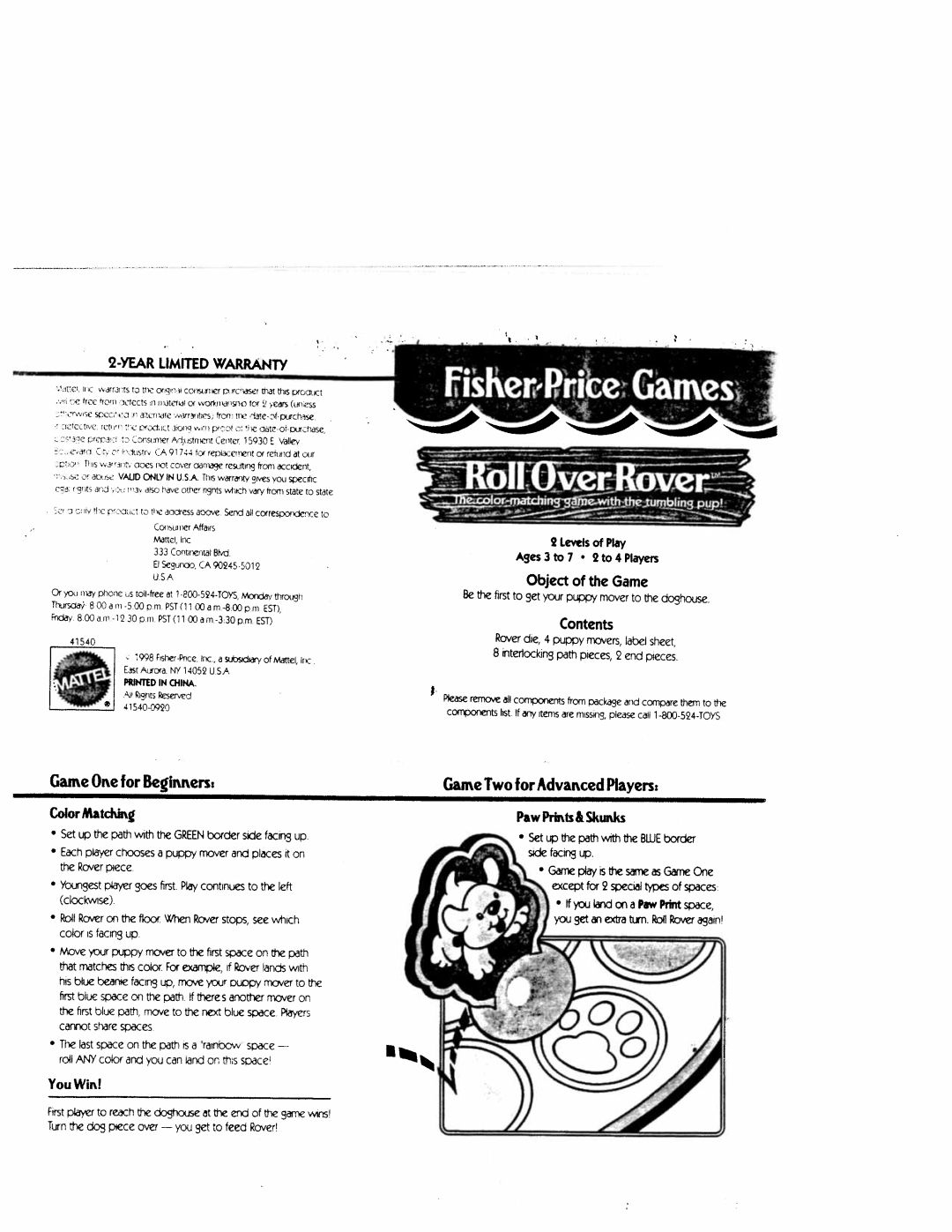 Fisher-Price Games manual 