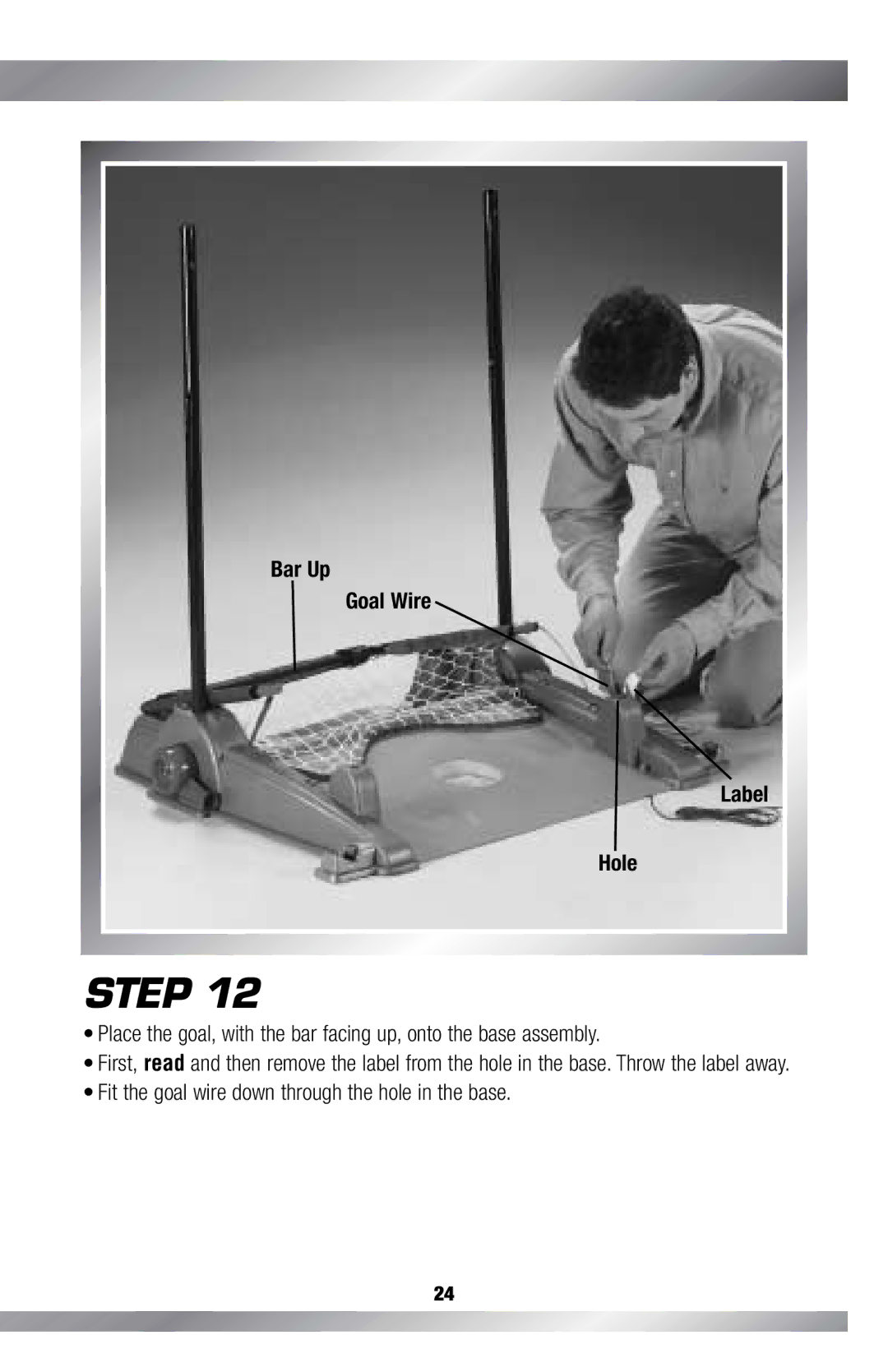 Fisher-Price C4492, H0127 owner manual Bar Up Goal Wire Label Hole 