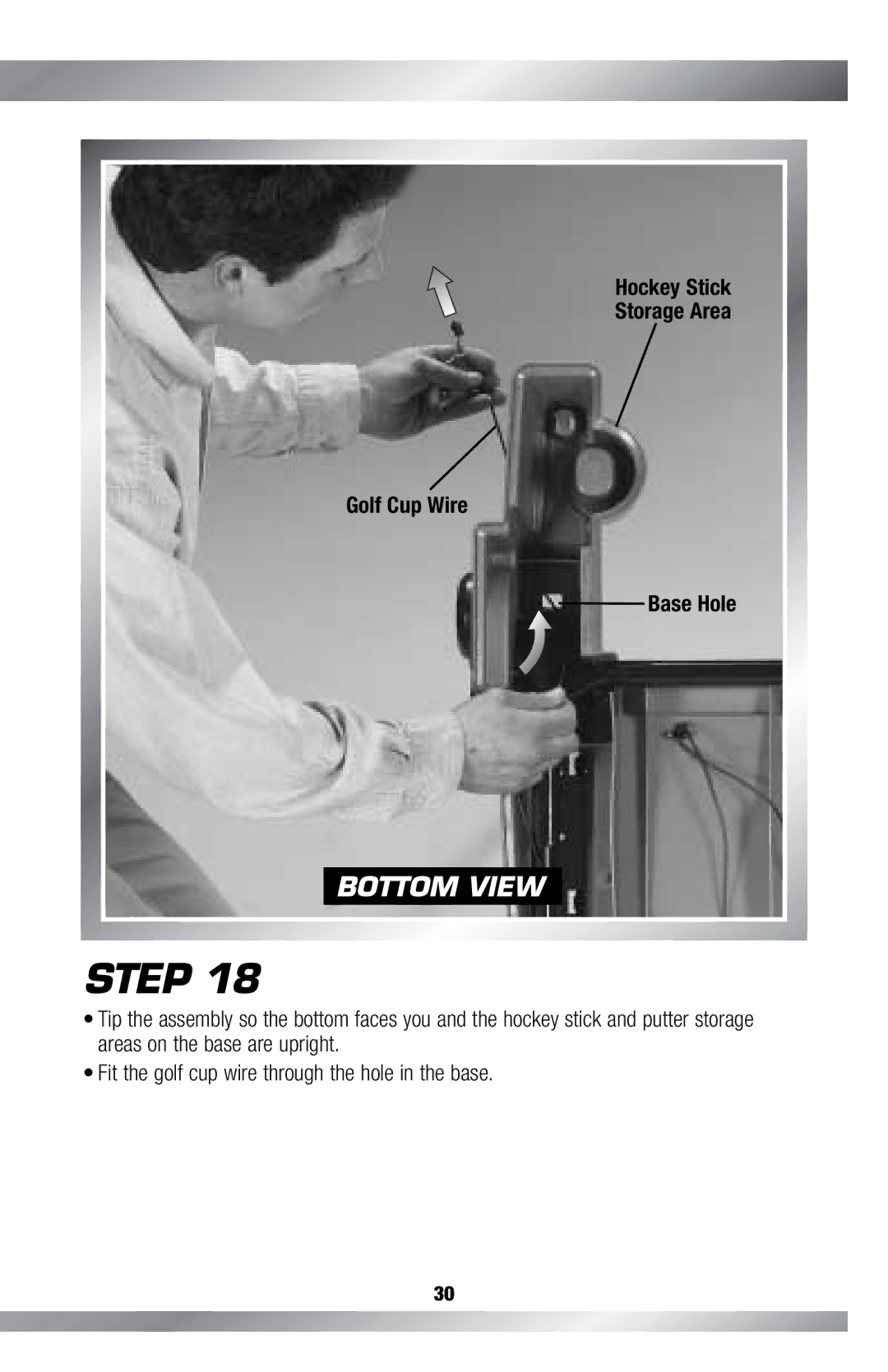 Fisher-Price C4492, H0127 owner manual Hockey Stick Storage Area Golf Cup Wire Base Hole 