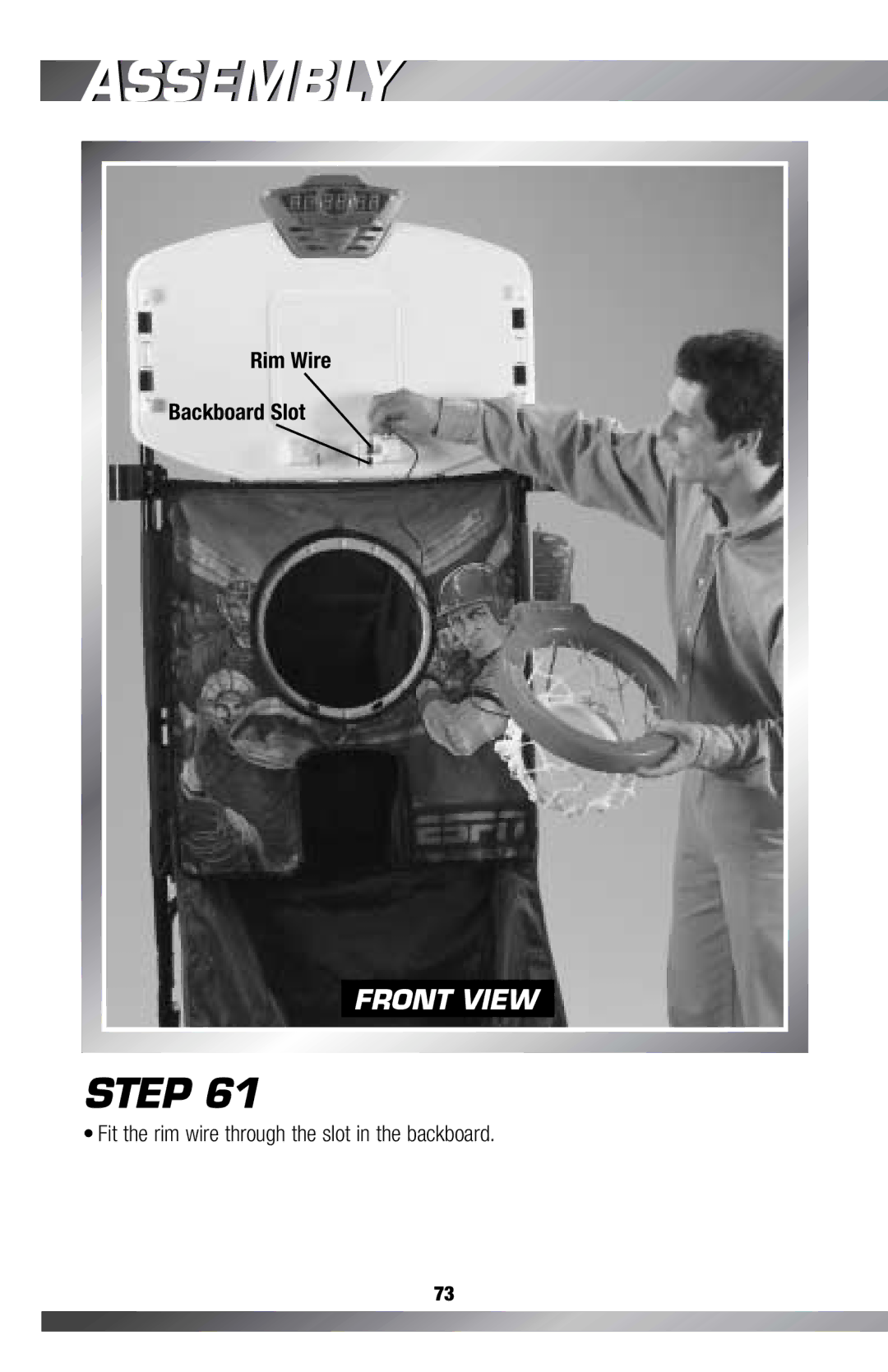 Fisher-Price H0127, C4492 owner manual Rim Wire Backboard Slot 