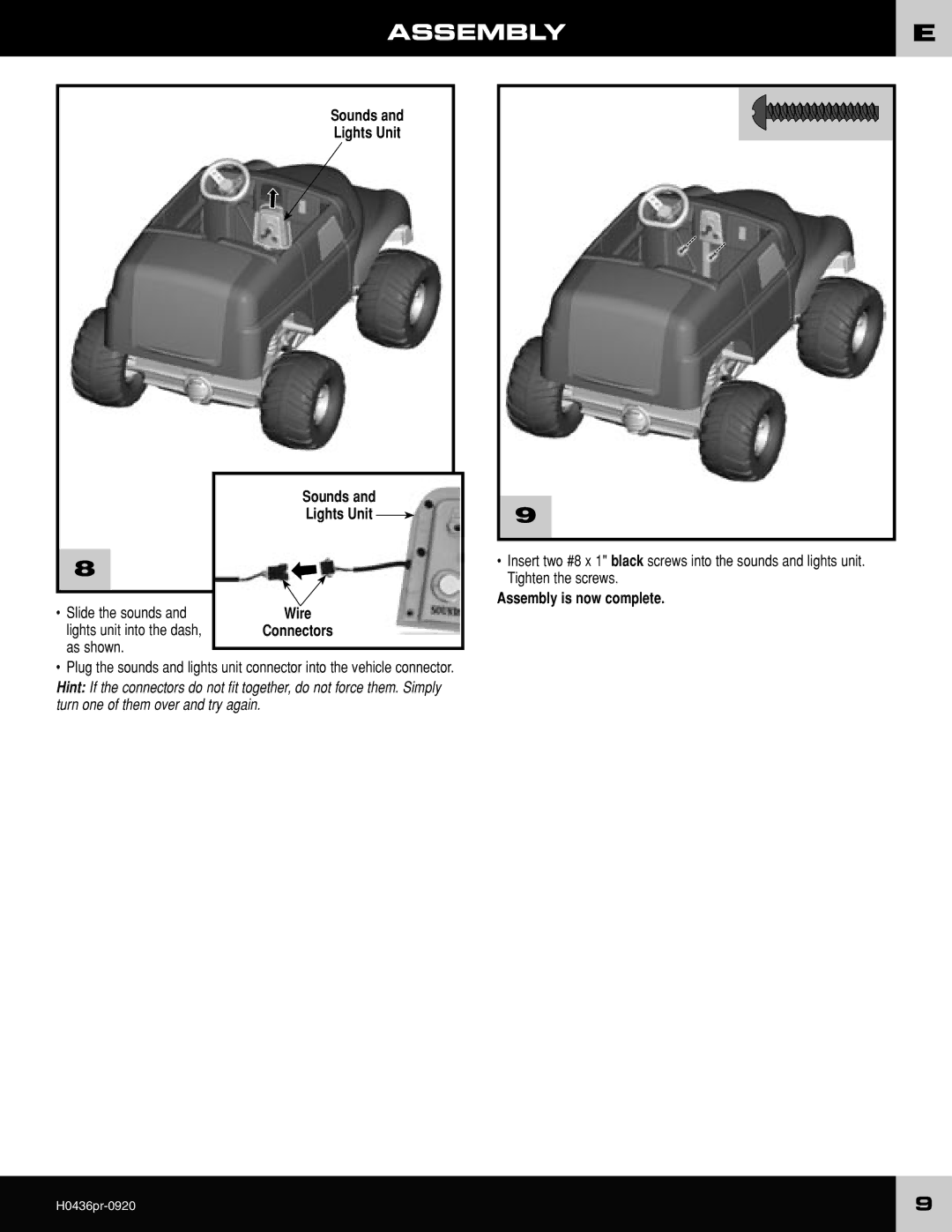 Fisher-Price H0436 owner manual Slide the sounds, As shown, Assembly is now complete 