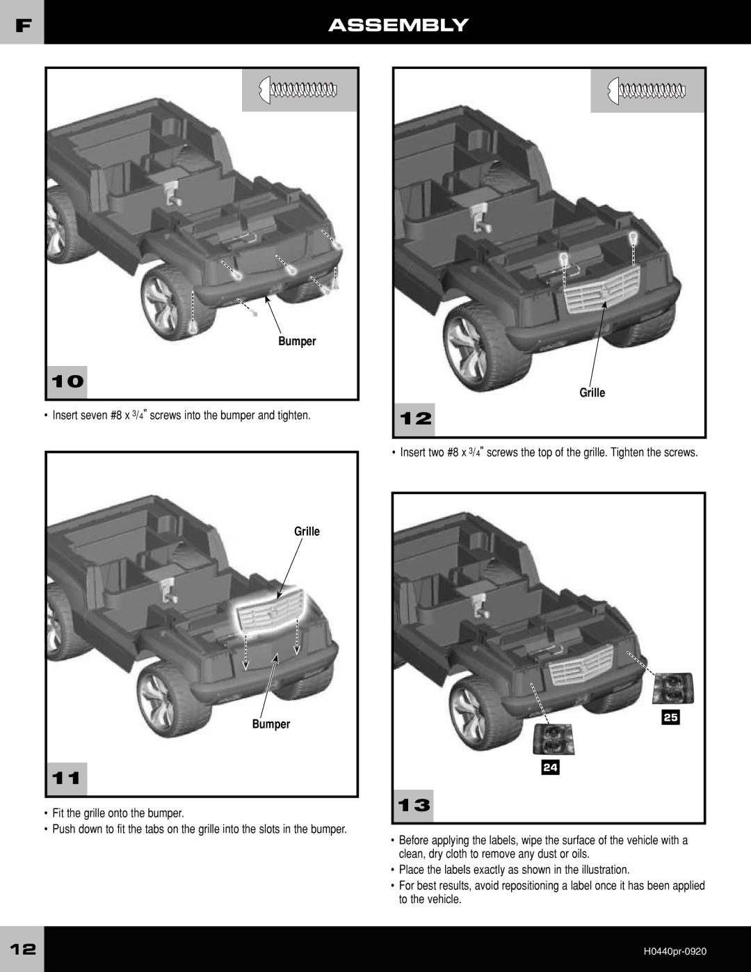 Fisher-Price H044040 owner manual Grille Bumper 