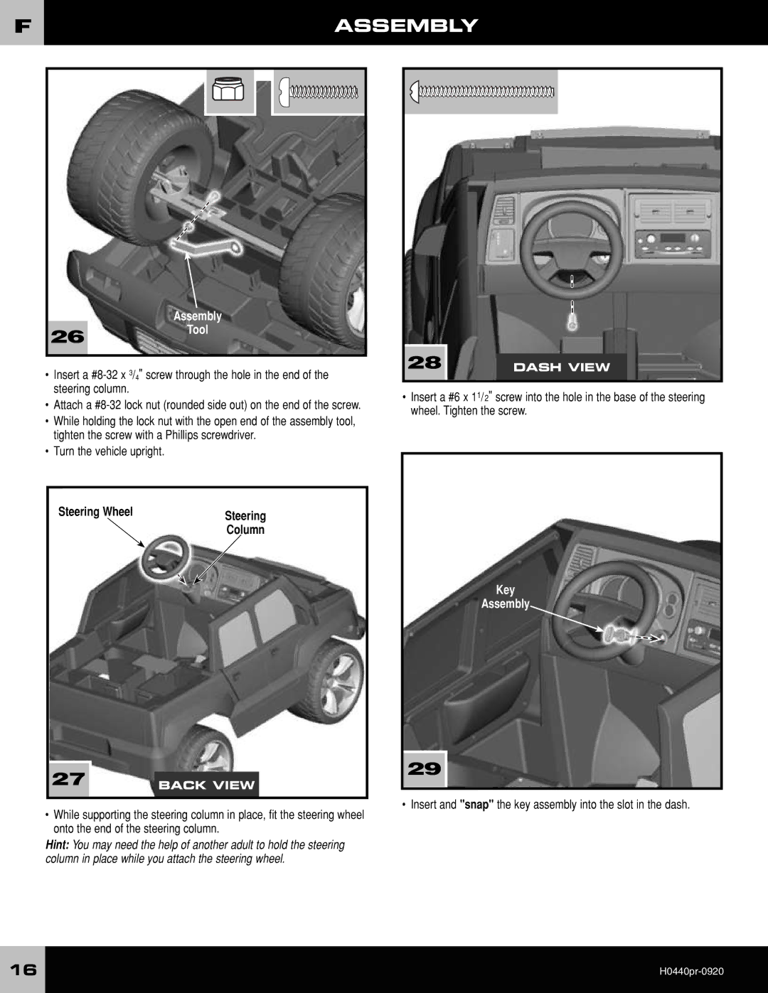 Fisher-Price H044040 owner manual Key Assembly 