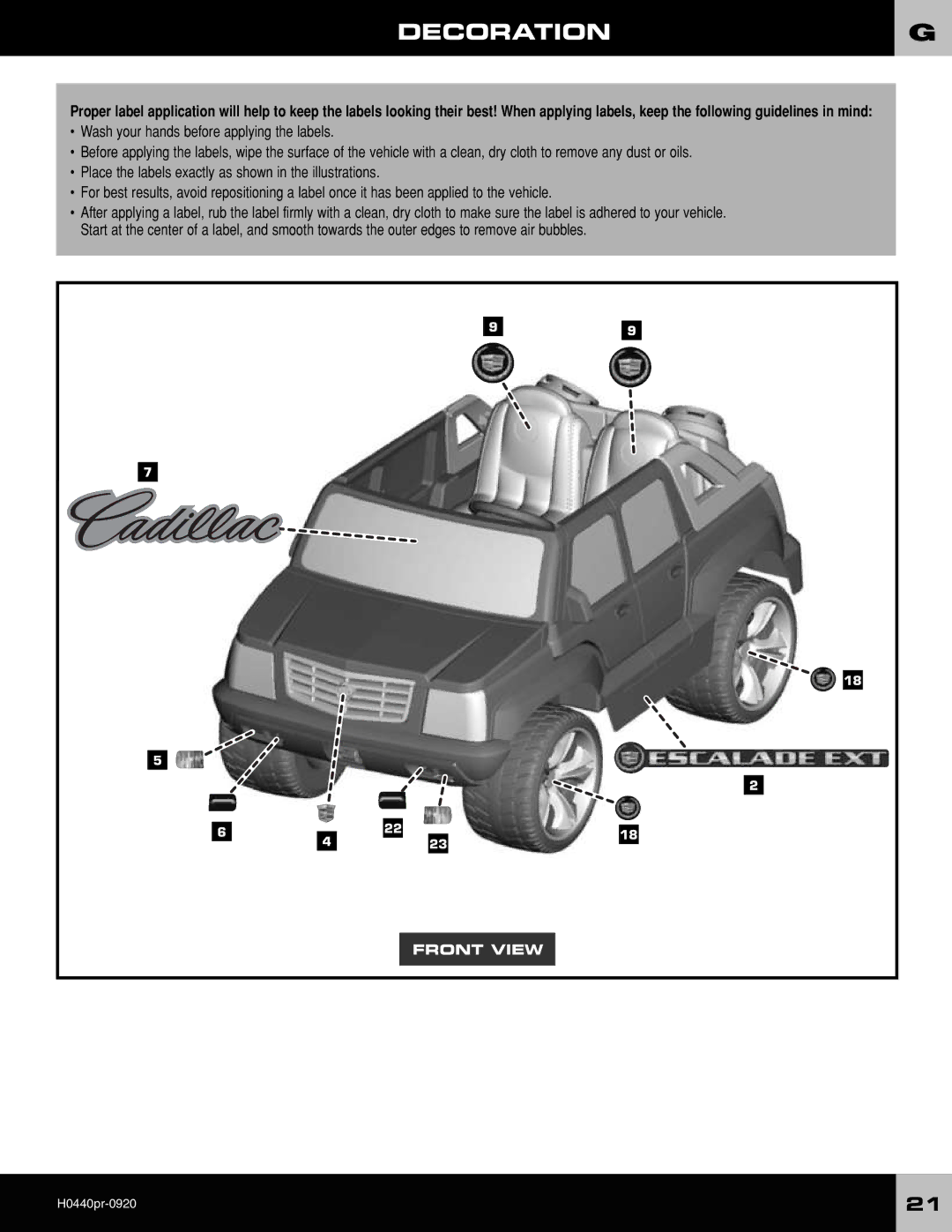 Fisher-Price H044040 owner manual Decorationg 