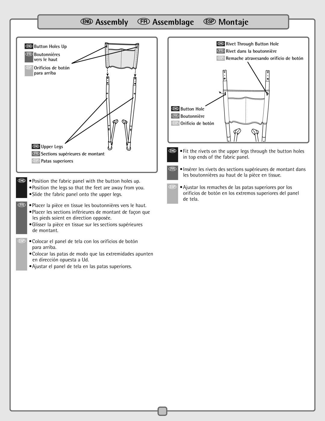 Fisher-Price H0795 instruction sheet Button Holes Up 